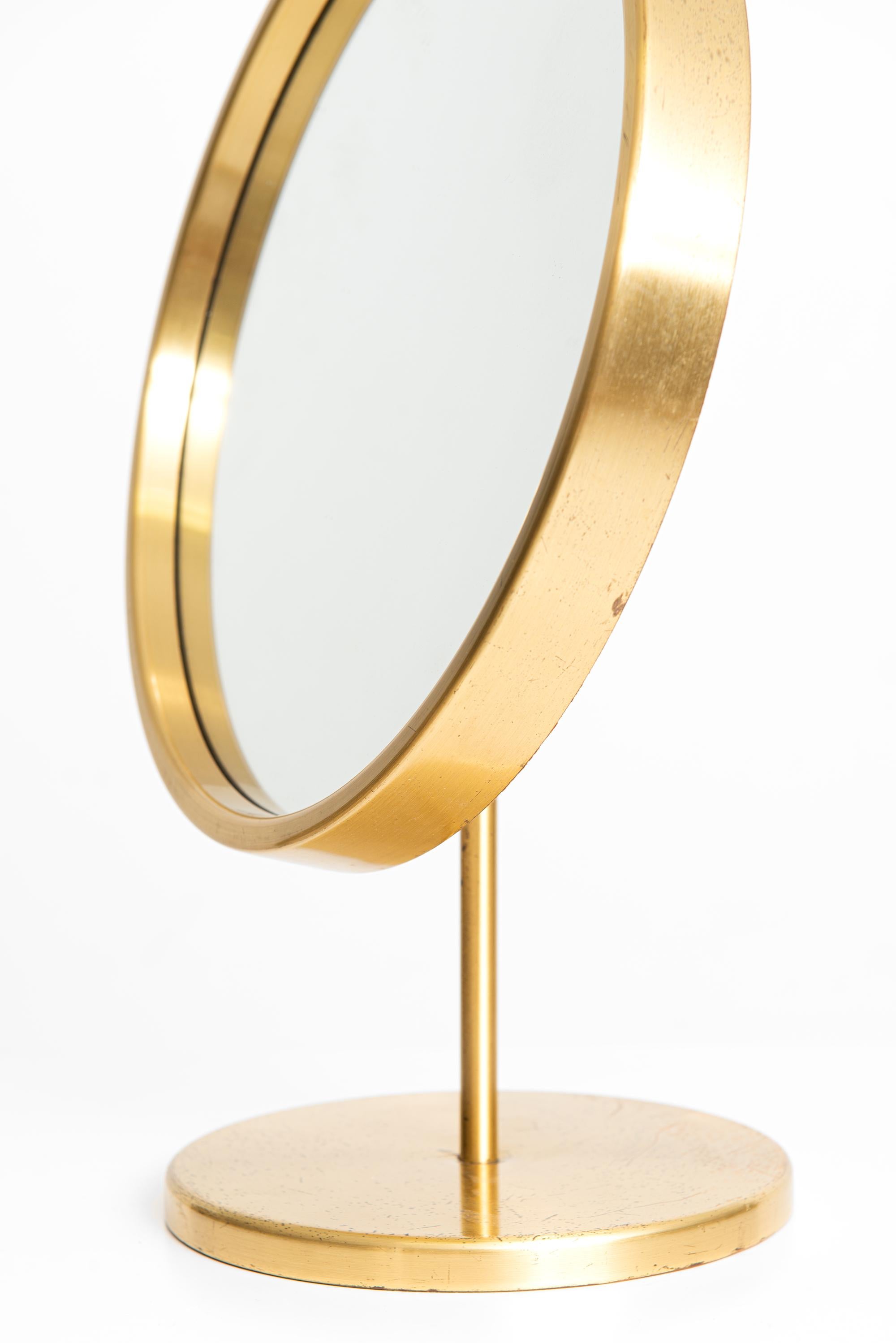 Scandinavian Modern Table Mirror in Brass Produced by Glas Mäster in Markaryd, Sweden For Sale