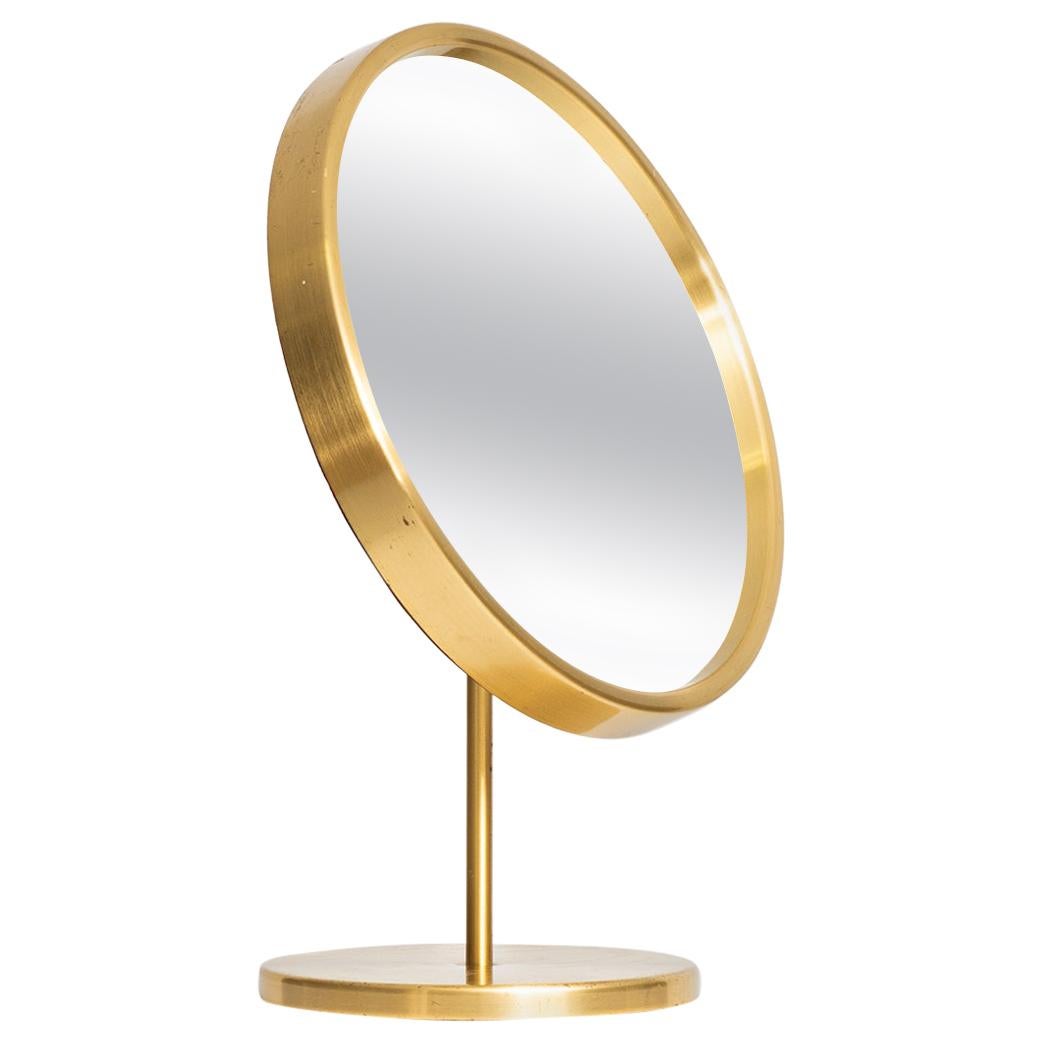 Table Mirror in Brass Produced by Glas Mäster in Markaryd, Sweden