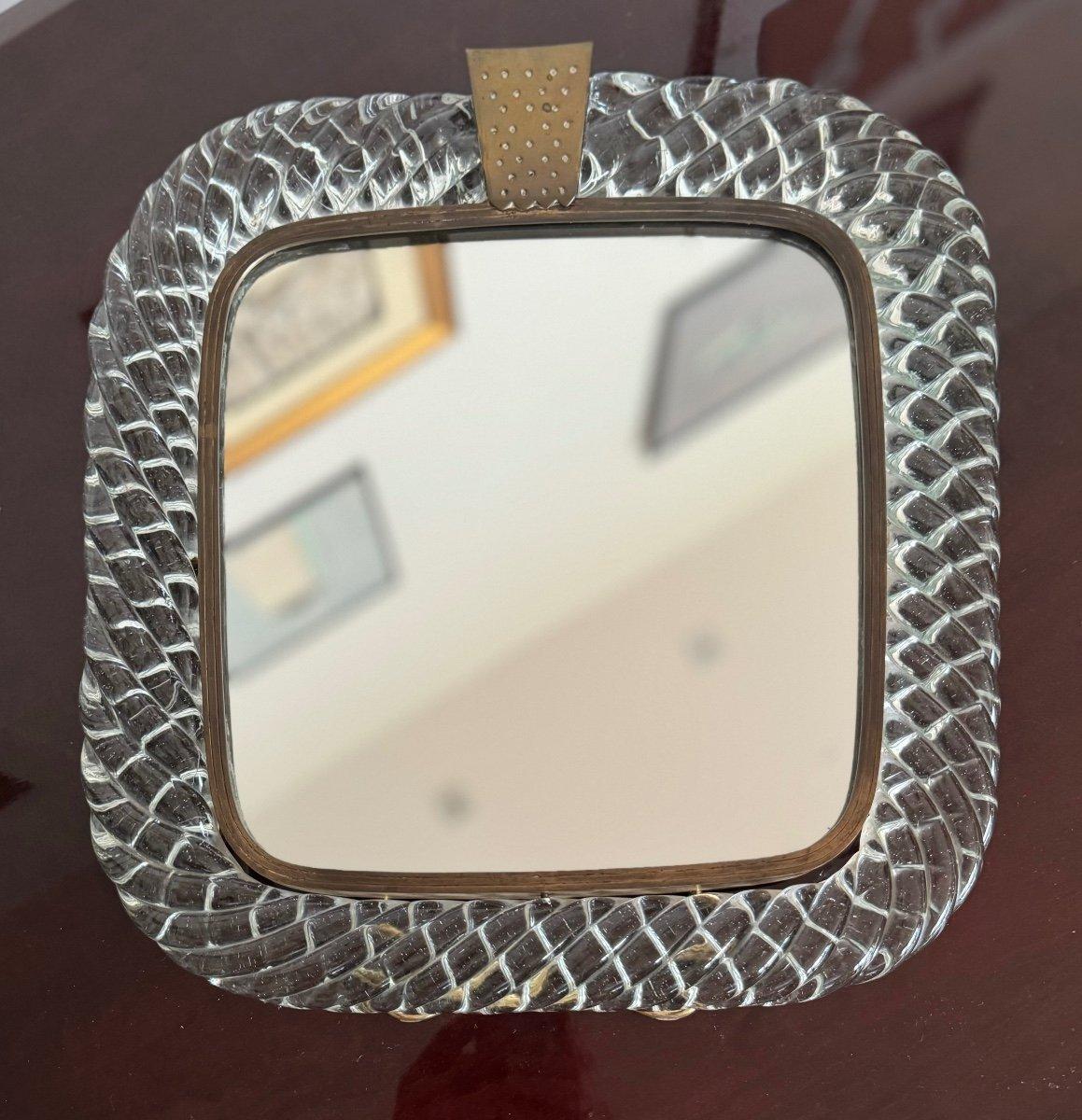 Art déco Miroir de table en verre incolore a Treccia, Carlo Scarpa pour Venini, vers 1930 en vente