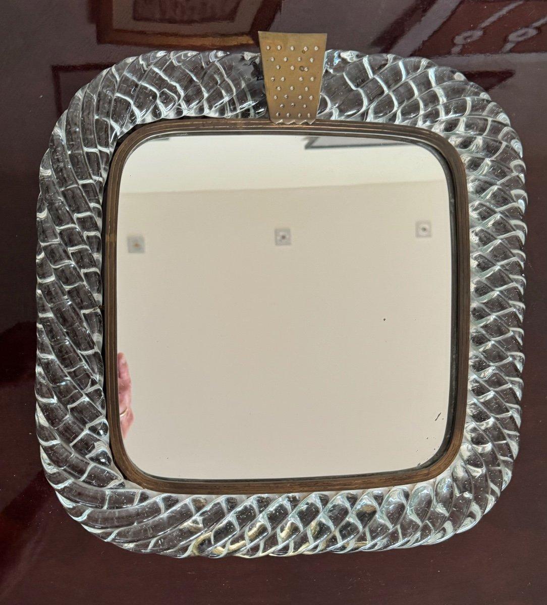 Miroir de table en verre incolore a Treccia, Carlo Scarpa pour Venini, vers 1930 Excellent état - En vente à Honnelles, WHT