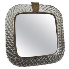 Table Mirror In Colorless Glass “a Treccia”, Carlo Scarpa For Venini Circa 1930