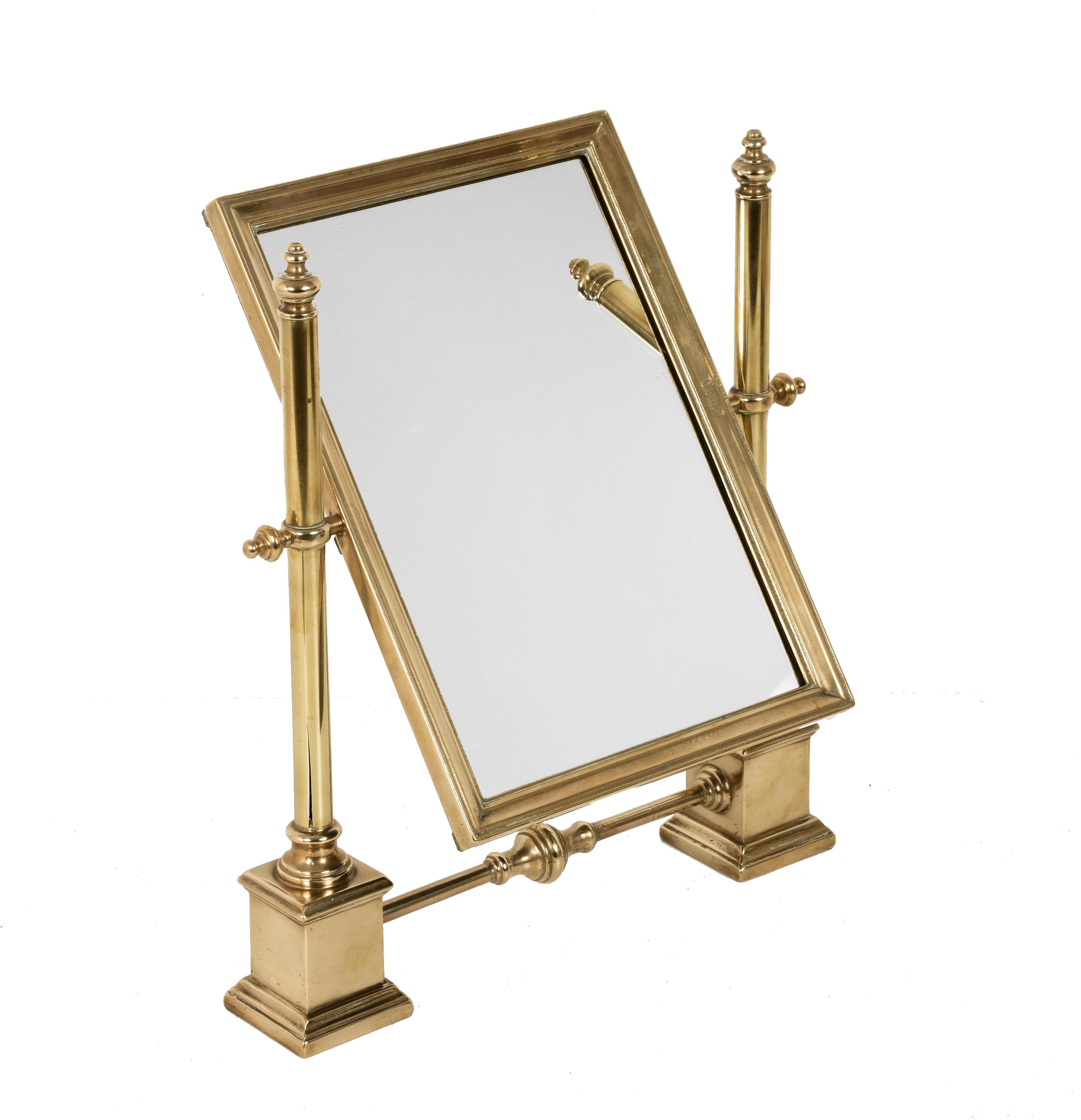 Table Mirror in Polished Brass, Vanity, Adjustable, Italy, 1950s 1