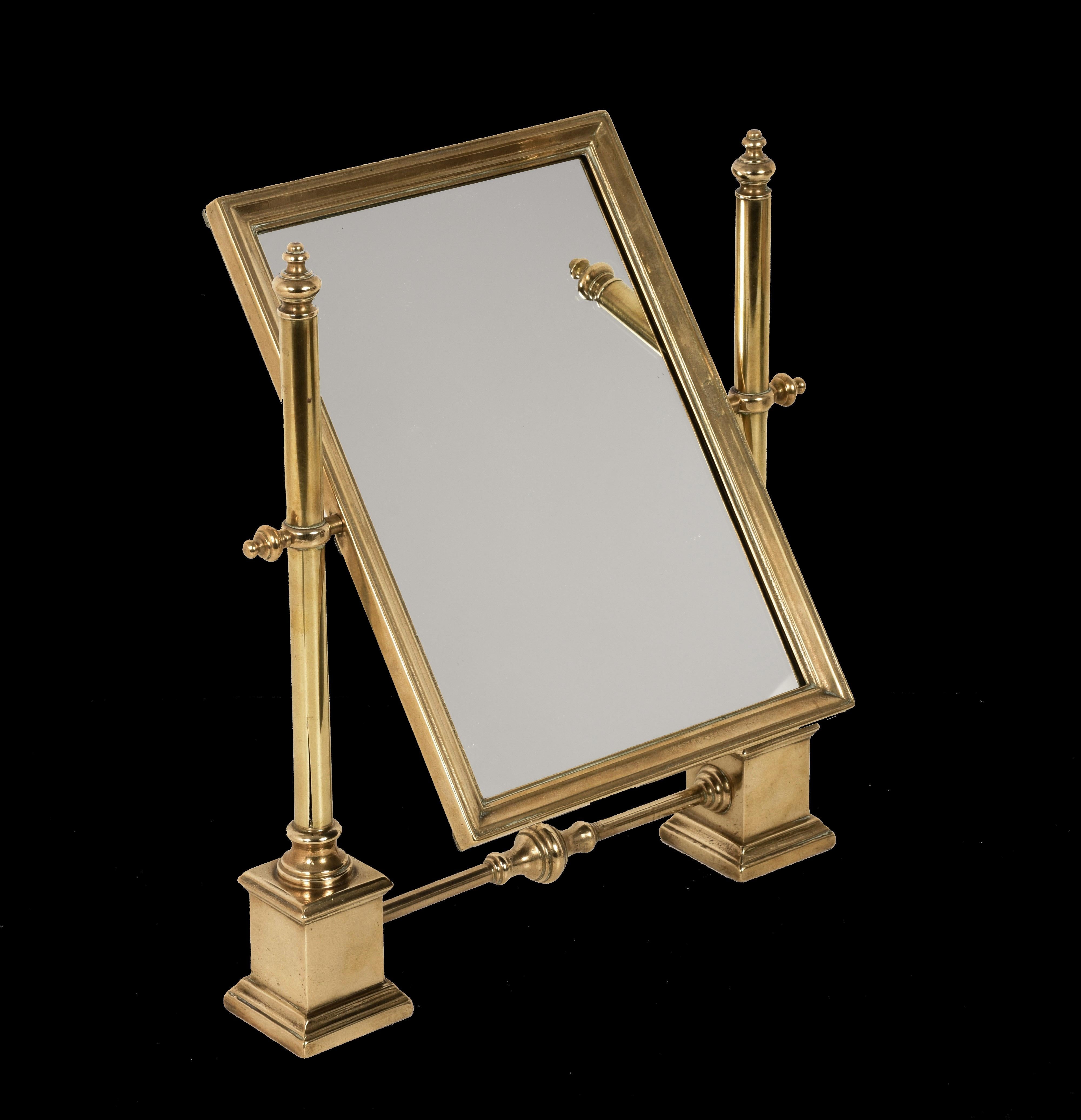 Table Mirror in Polished Brass, Vanity, Adjustable, Italy, 1950s 2