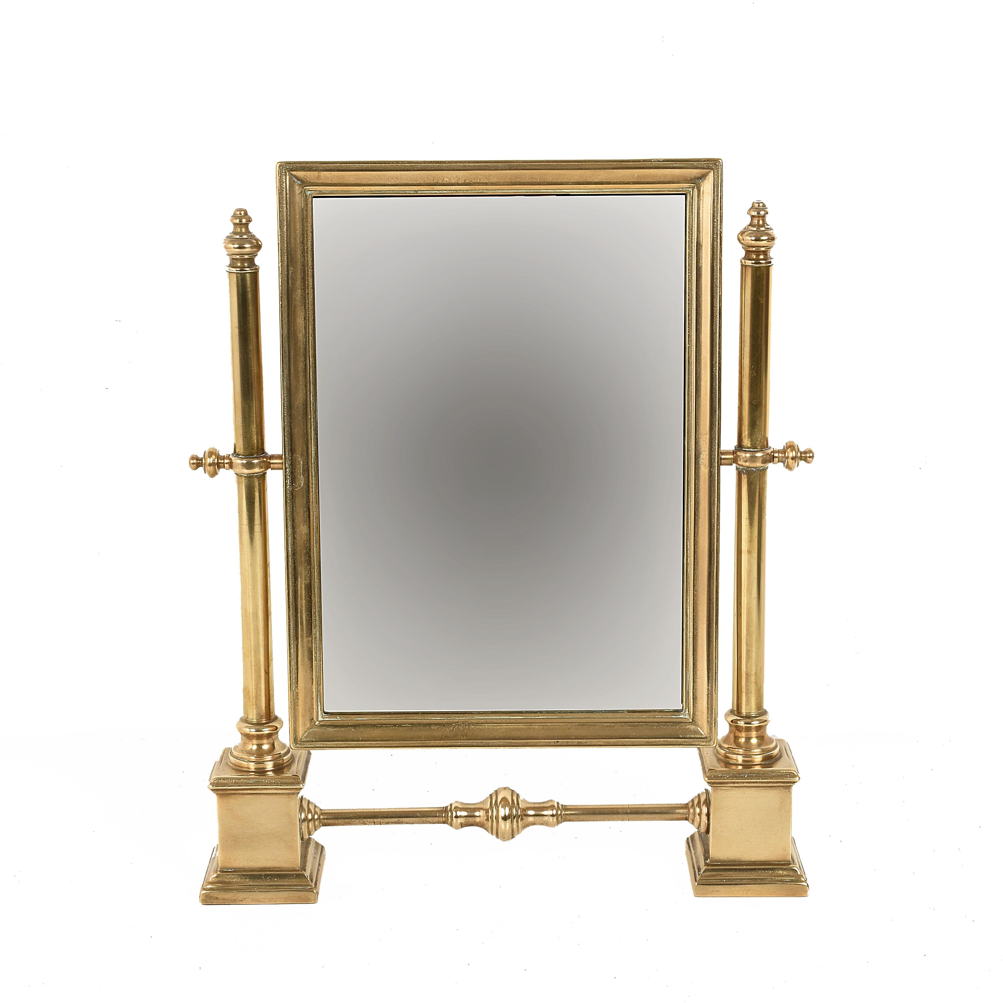 Table Mirror in Polished Brass, Vanity, Adjustable, Italy, 1950s