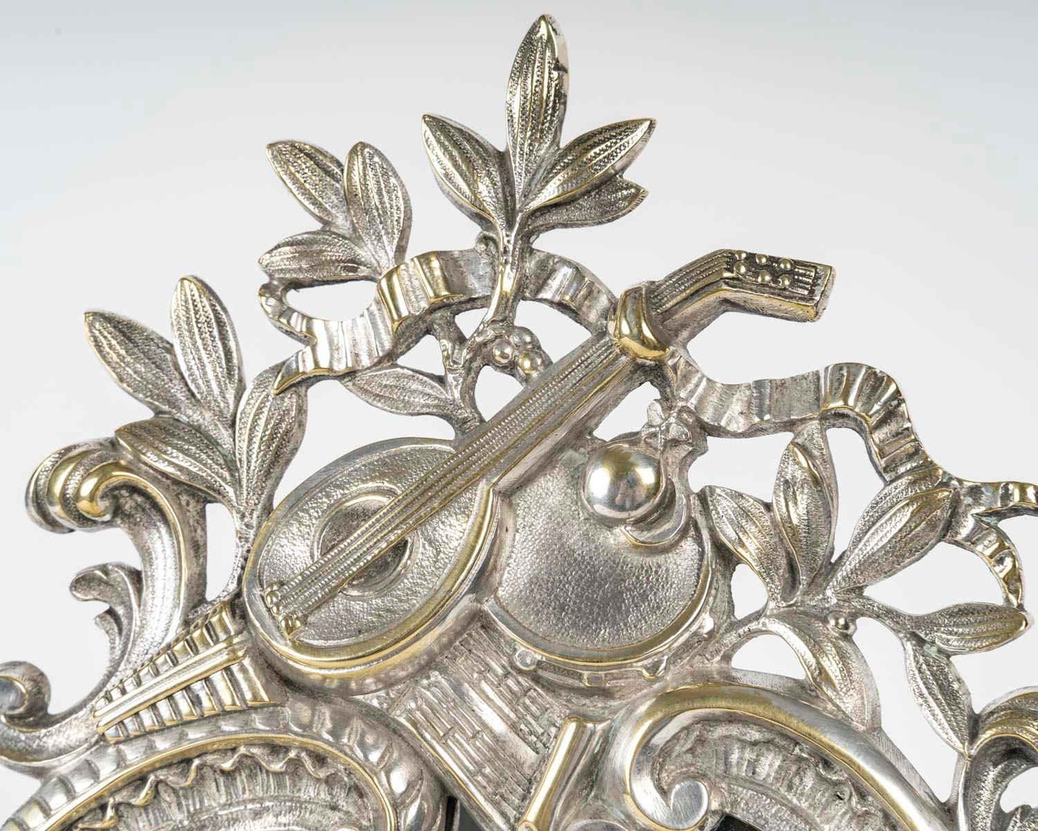 French Table Mirror in Silvered Bronze, 19th Century, Napoleon III Period. For Sale
