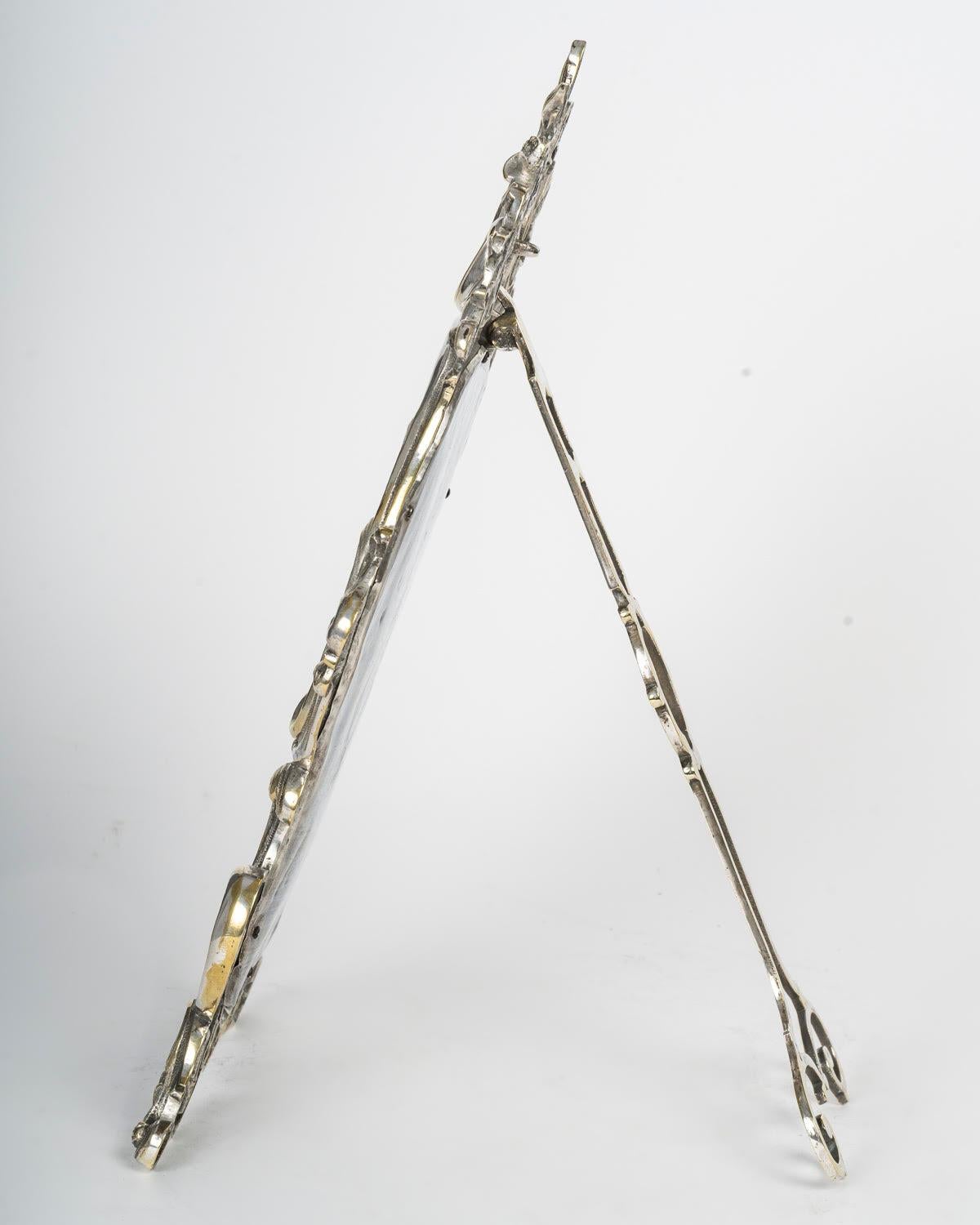 Table Mirror in Silvered Bronze, 19th Century, Napoleon III Period. For Sale 2