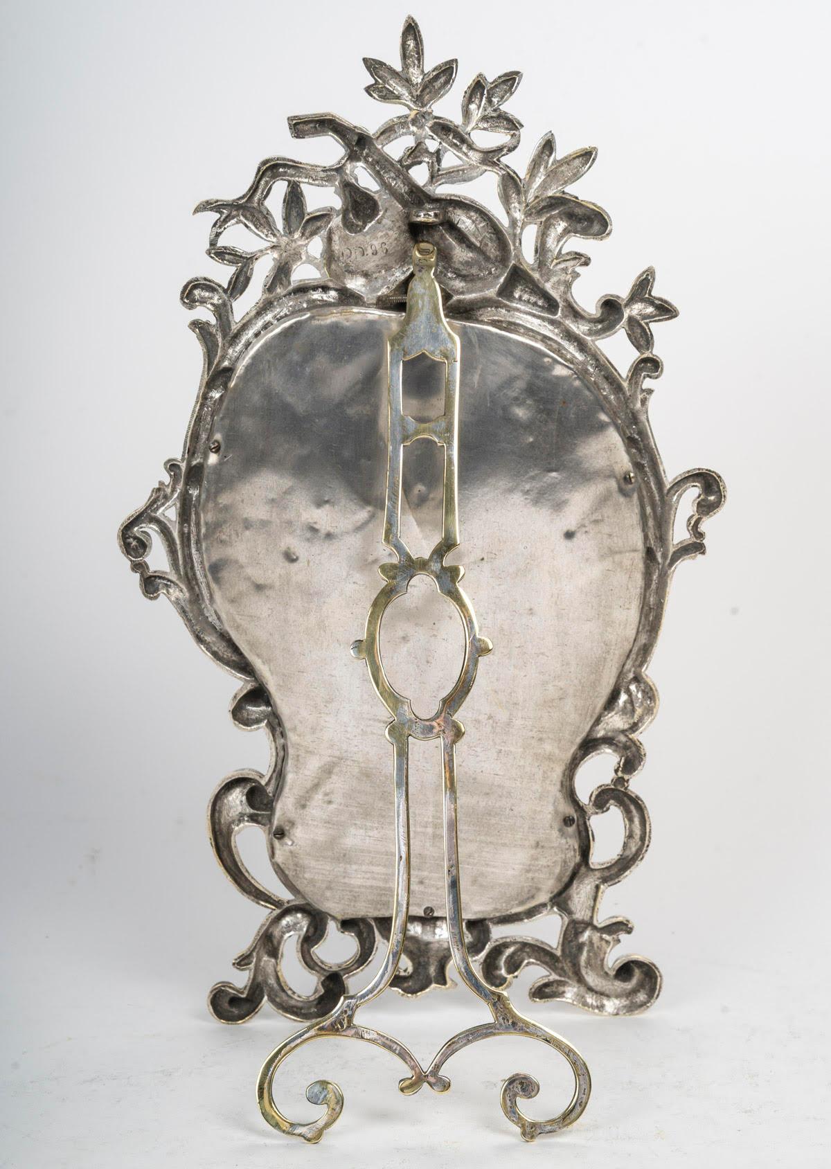 Table Mirror in Silvered Bronze, 19th Century, Napoleon III Period. For Sale 3