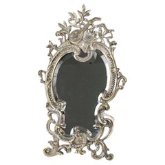 Table Mirror in Silvered Bronze, 19th Century, Napoleon III Period.