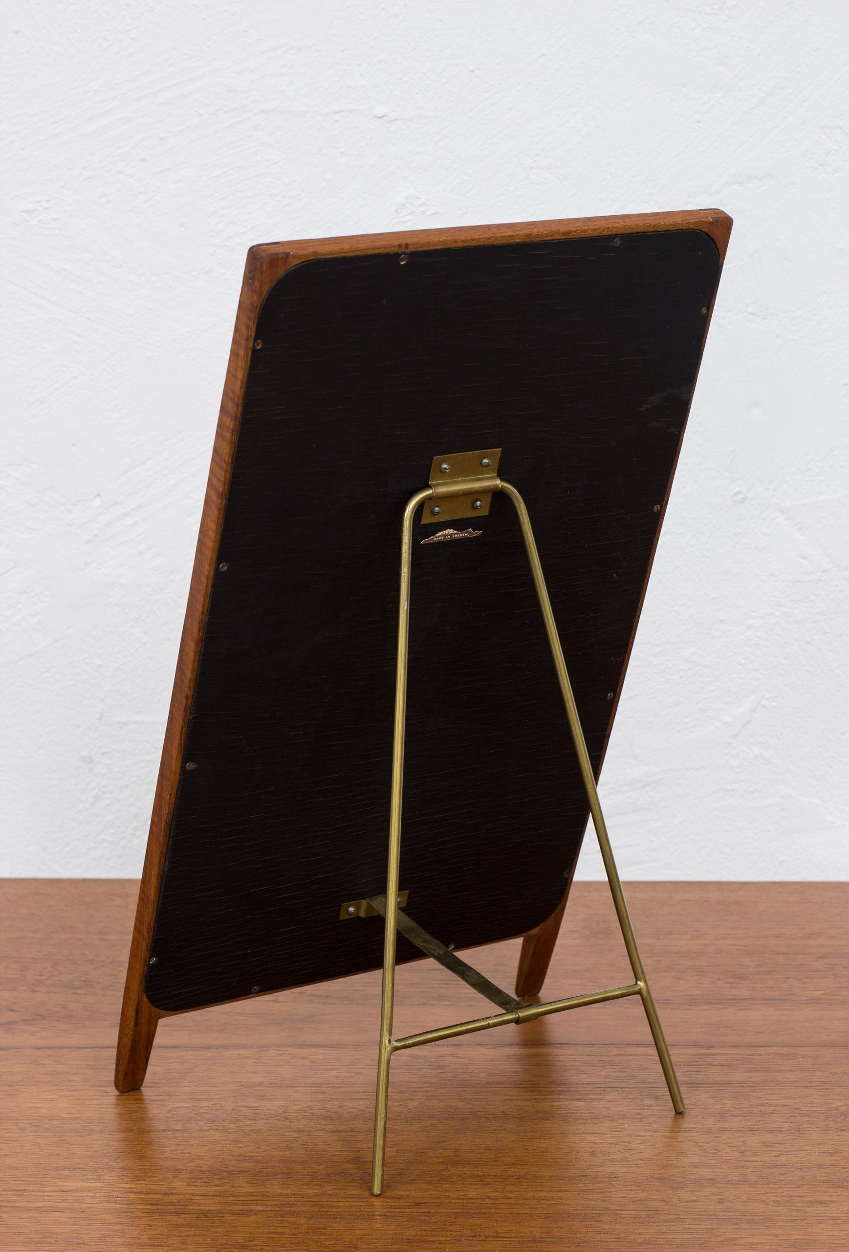 Swedish Table mirror in teak and brass by Hans-Agne Jakobsson, Sweden, 1950s For Sale