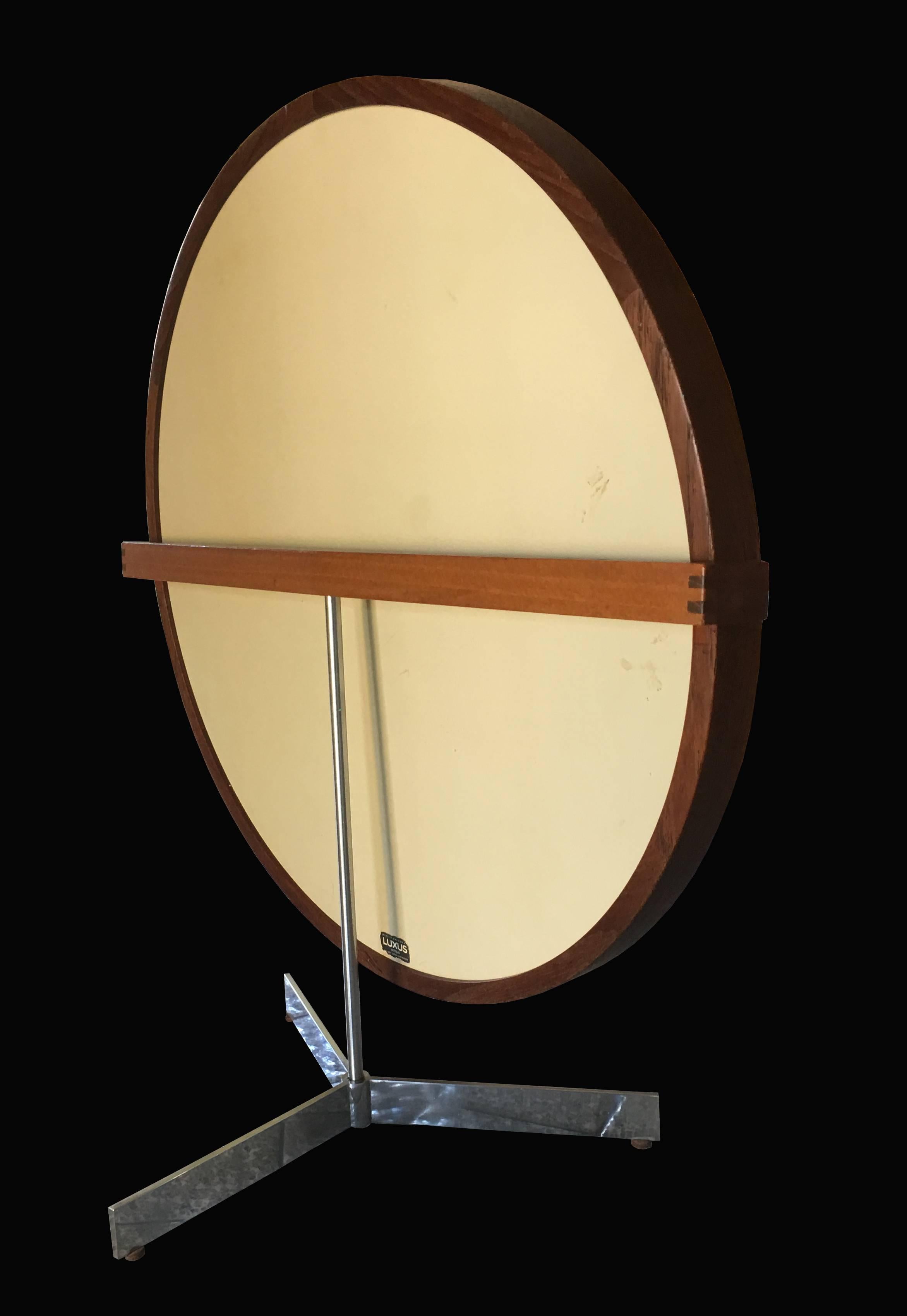 Mid-Century Modern Table Mirror in Teak by Uno & Östen Kristiansson for Luxus, 1960s