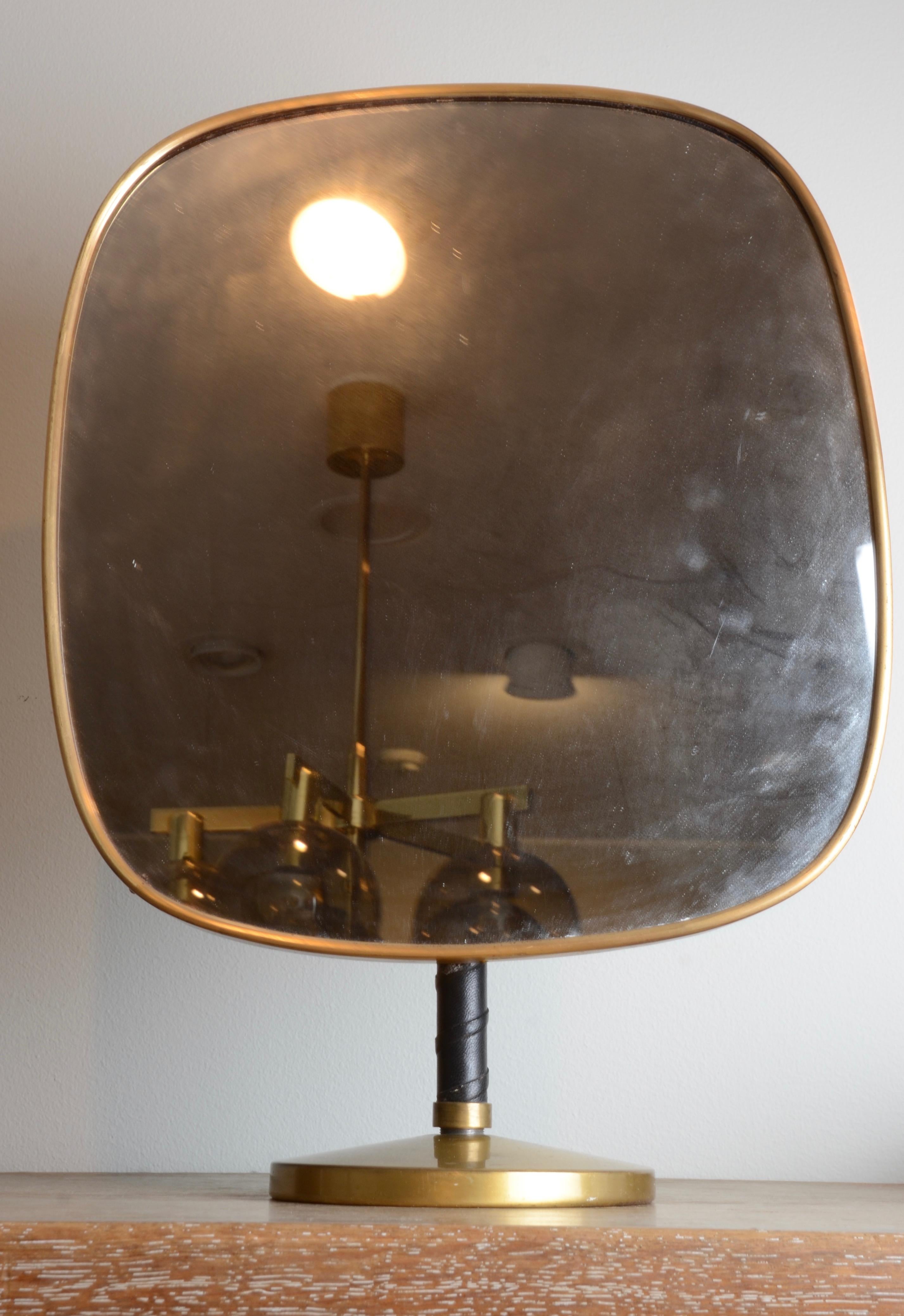 Swedish Table Mirror, Leather and Brass, Josef Frank for Firma Svenskt Tenn For Sale