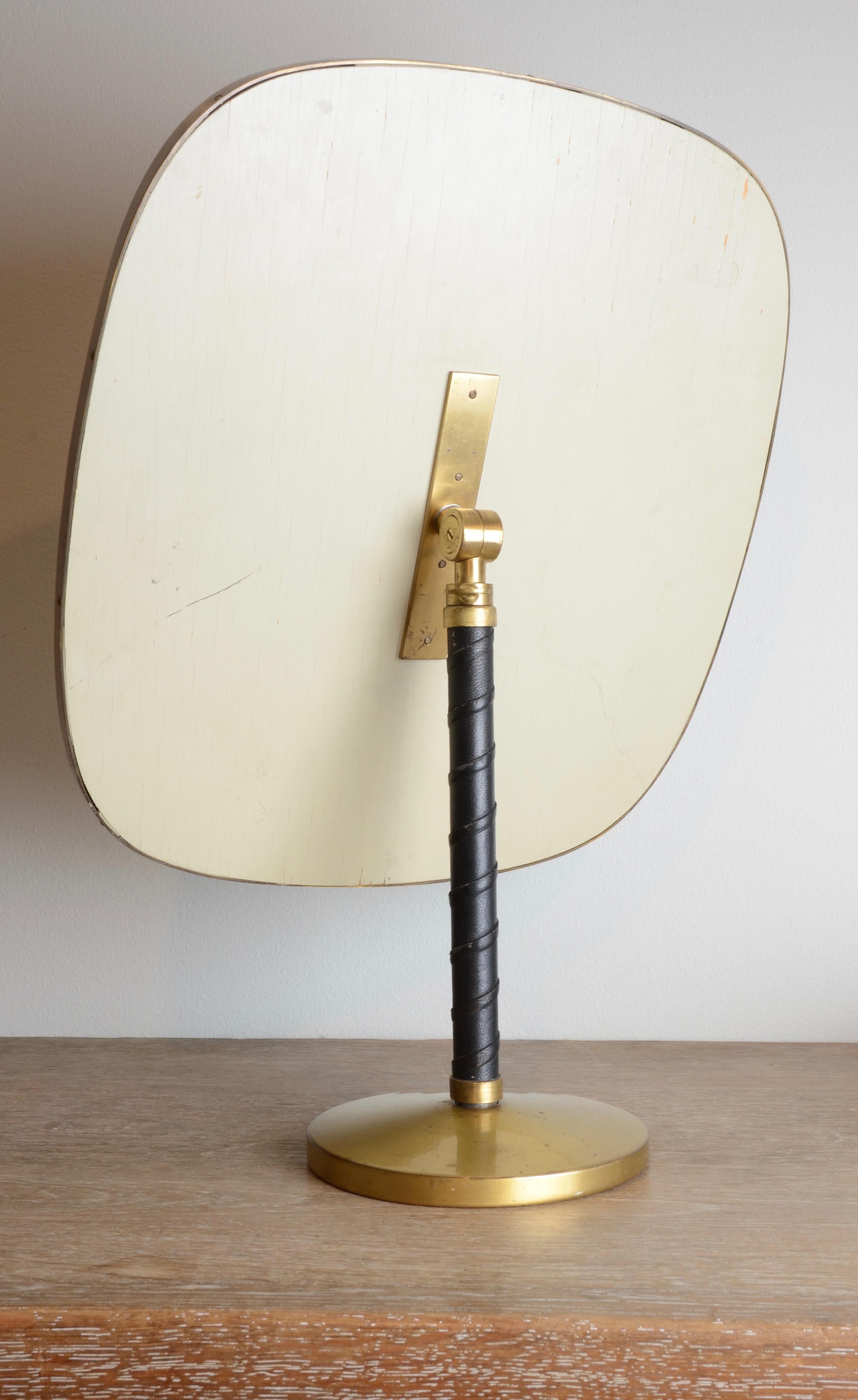 20th Century Table Mirror, Leather and Brass, Josef Frank for Firma Svenskt Tenn For Sale