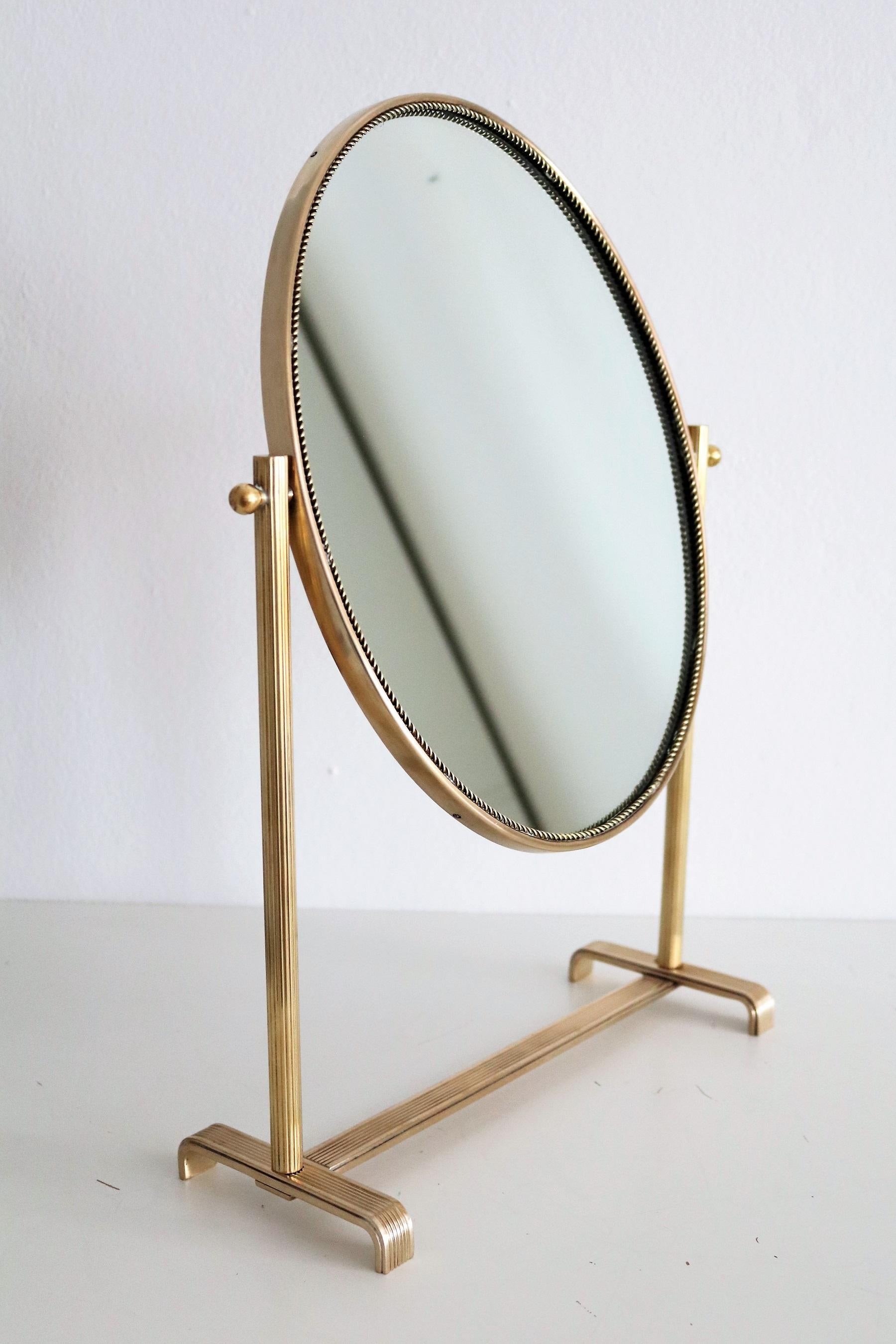 Table Mirror or Vanity Mirror in Brass, 1950s 9