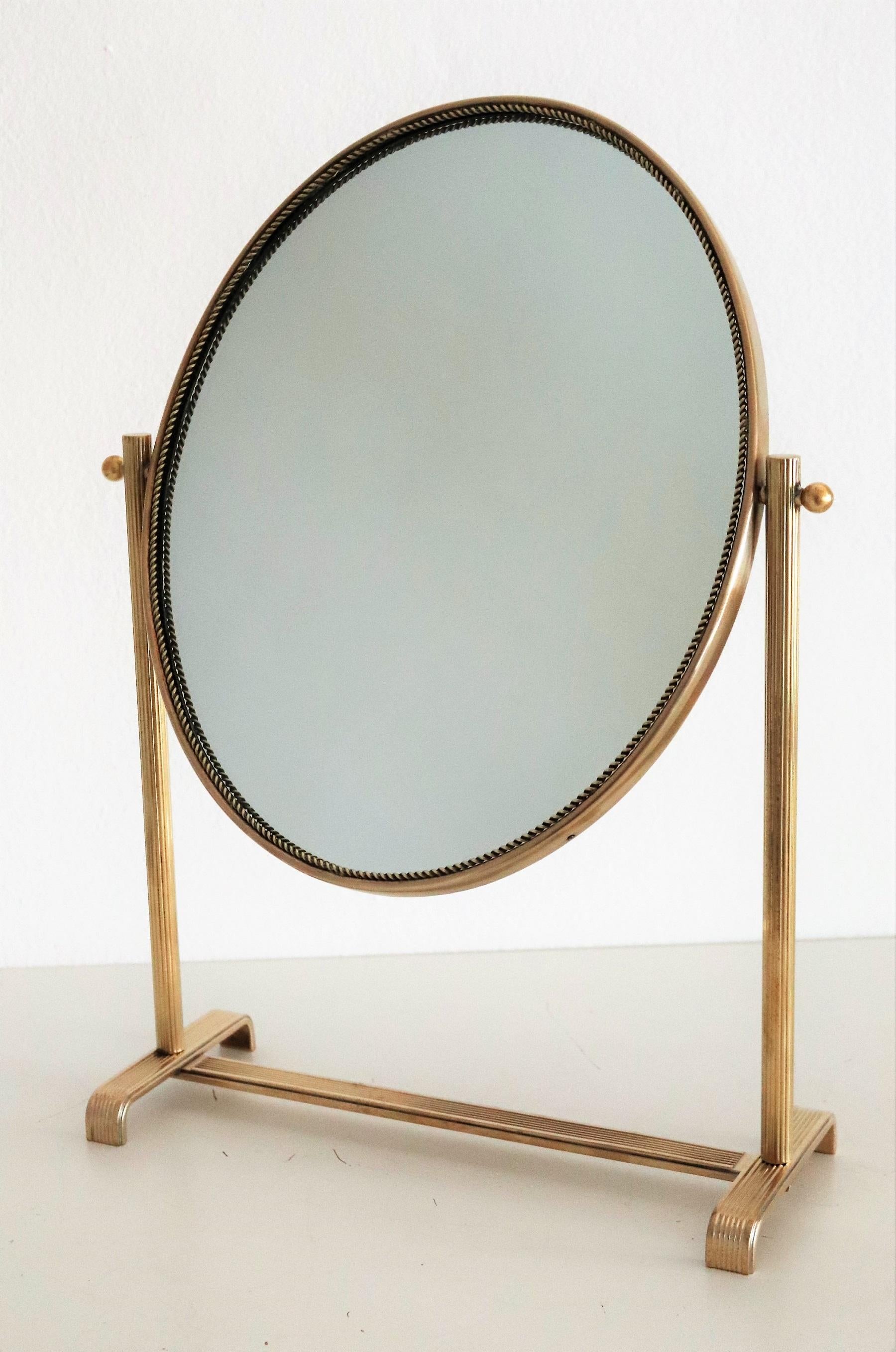 Mid-Century Modern Table Mirror or Vanity Mirror in Brass, 1950s