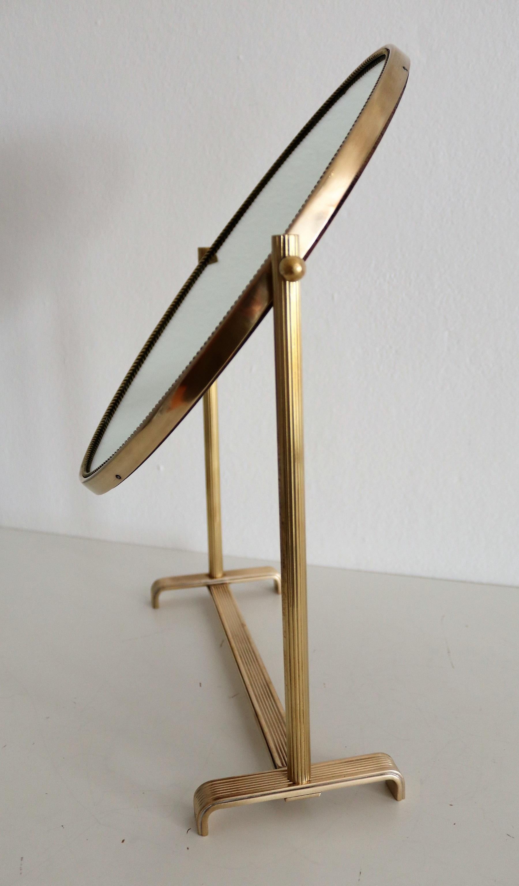 Italian Table Mirror or Vanity Mirror in Brass, 1950s