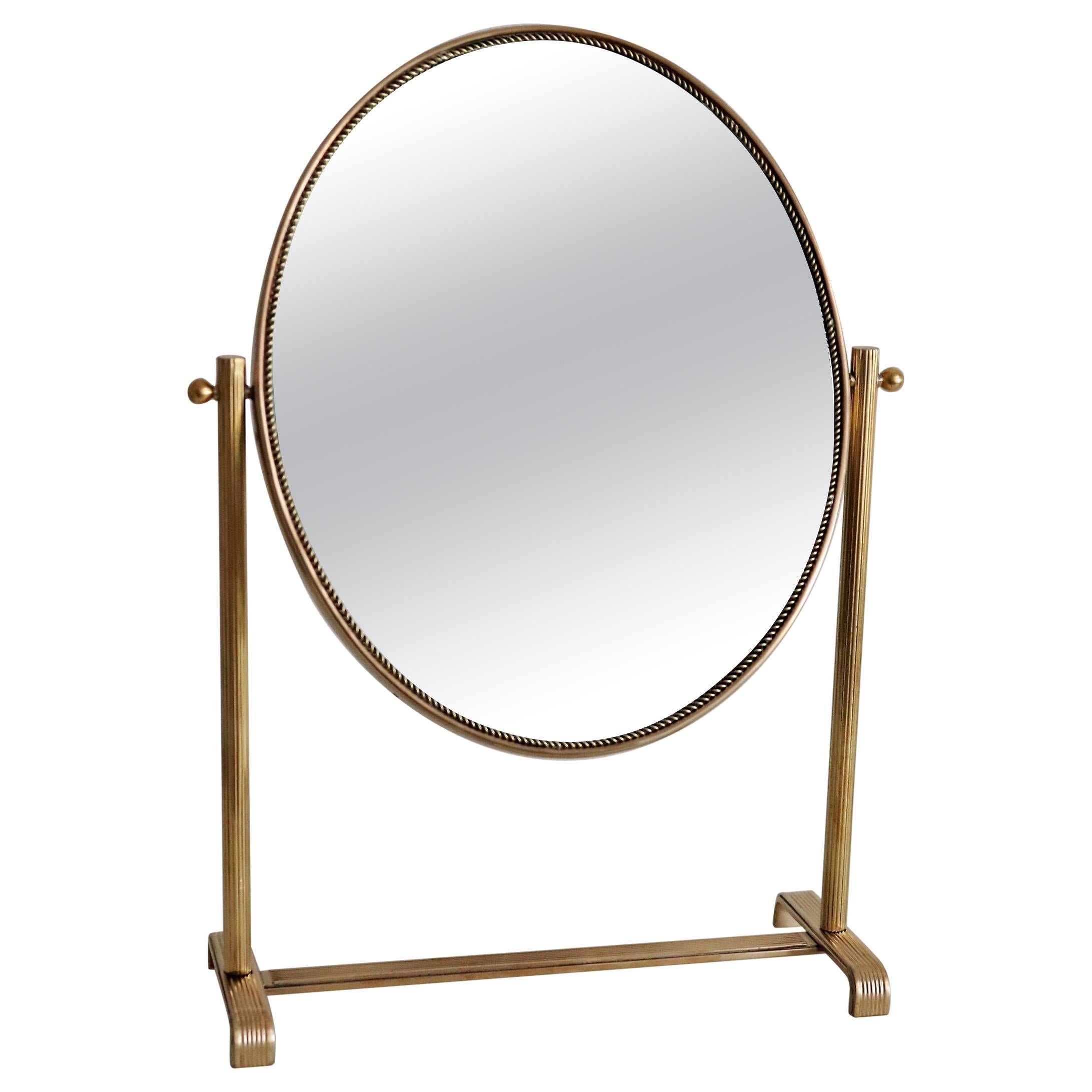 Table Mirror or Vanity Mirror in Brass, 1950s