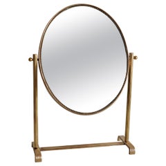 Retro Table Mirror or Vanity Mirror in Brass, 1950s