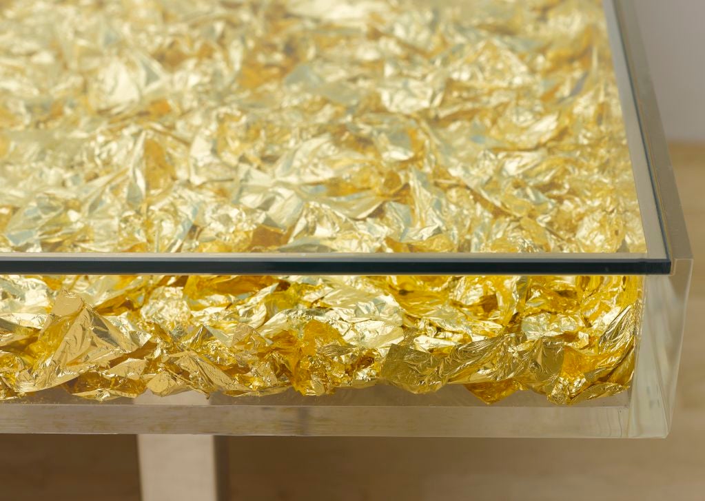 Gold Leaf Table Monogold by Yves Klein For Sale