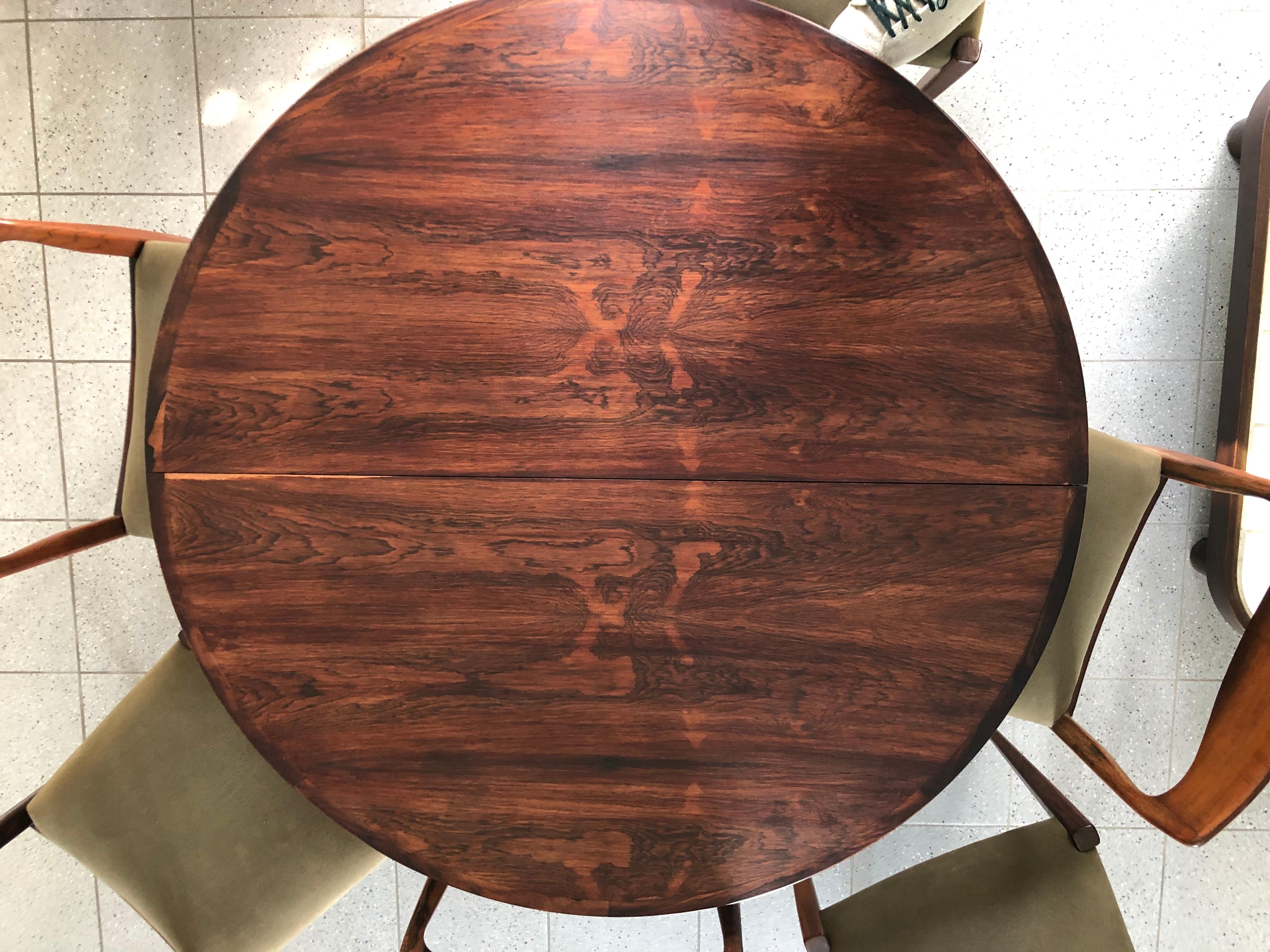 Mid-Century Modern Table MES Mobler Denmark Torring Extendable Round Rosewood For Sale