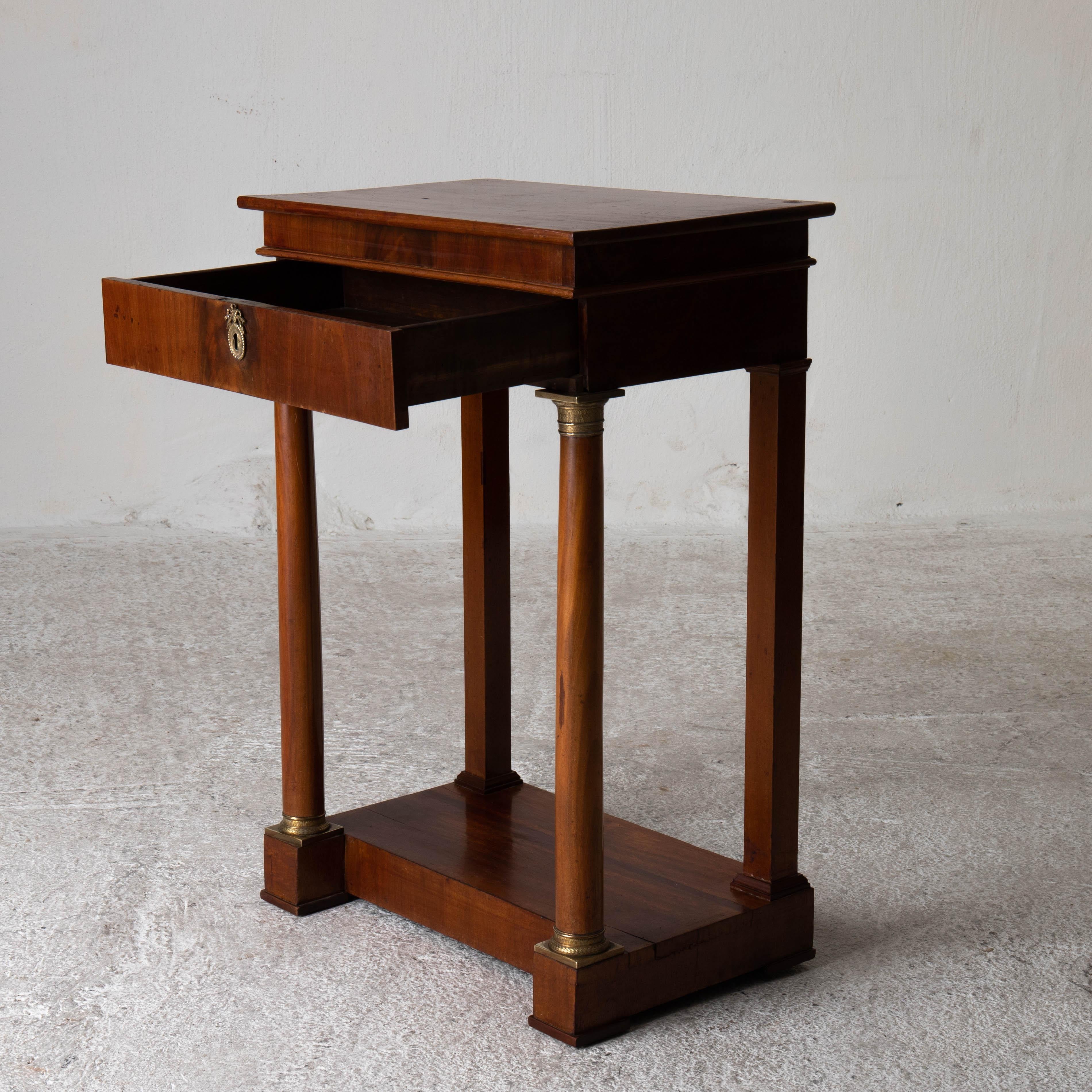 Table Nightstand Swedish 19th Century Mahogany Brass, Sweden For Sale 6