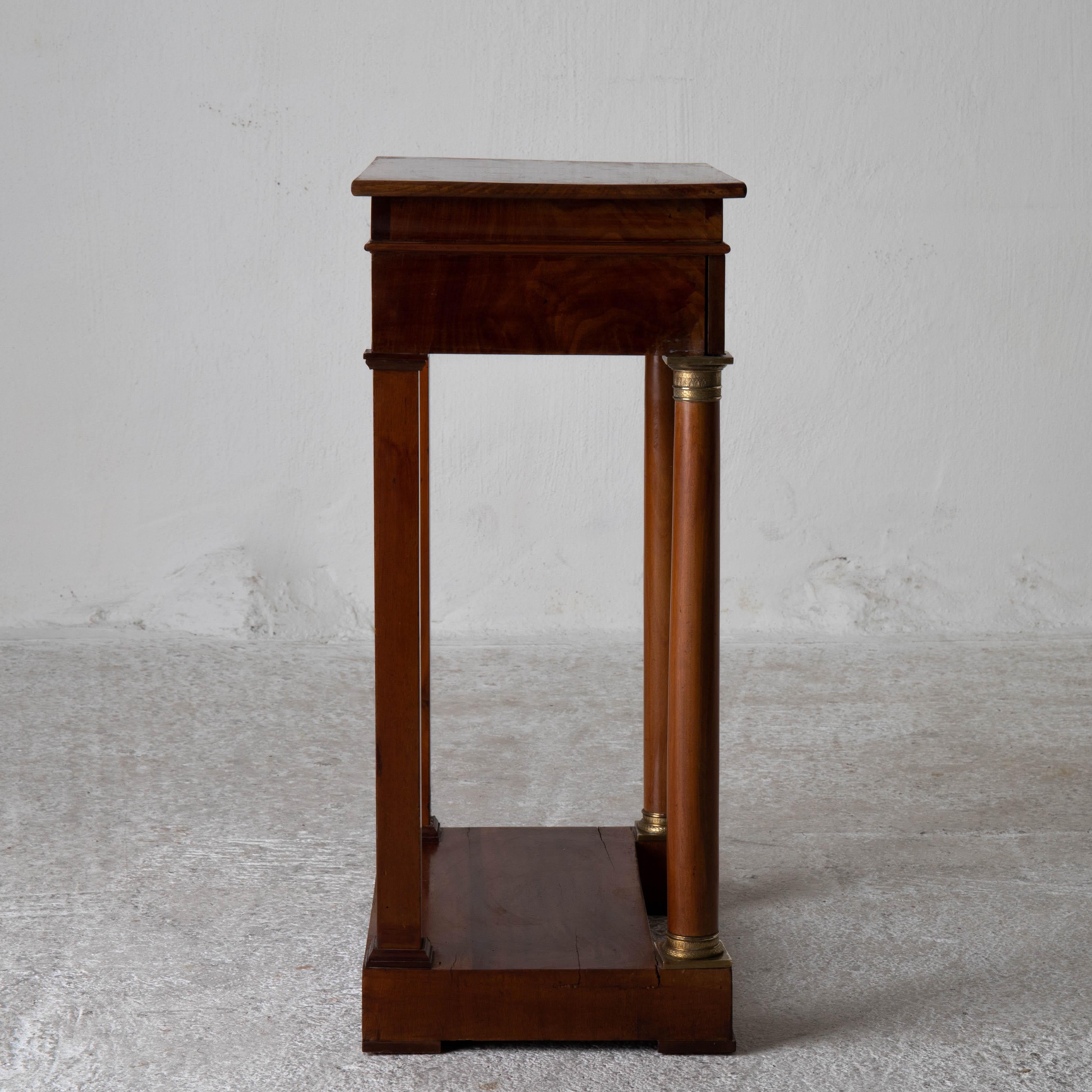 Table Nightstand Swedish 19th Century Mahogany Brass, Sweden For Sale 8