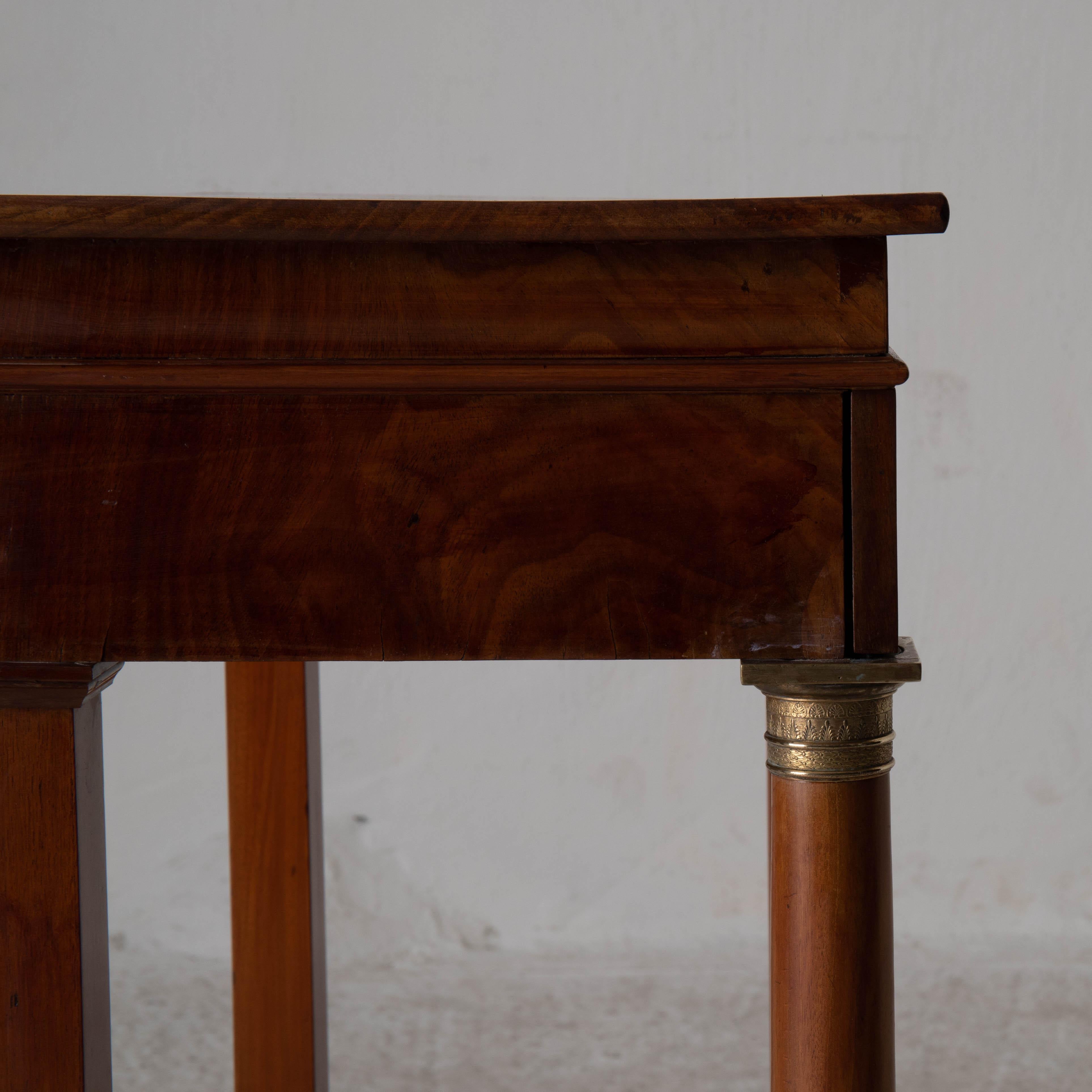 Table Nightstand Swedish 19th Century Mahogany Brass, Sweden For Sale 9
