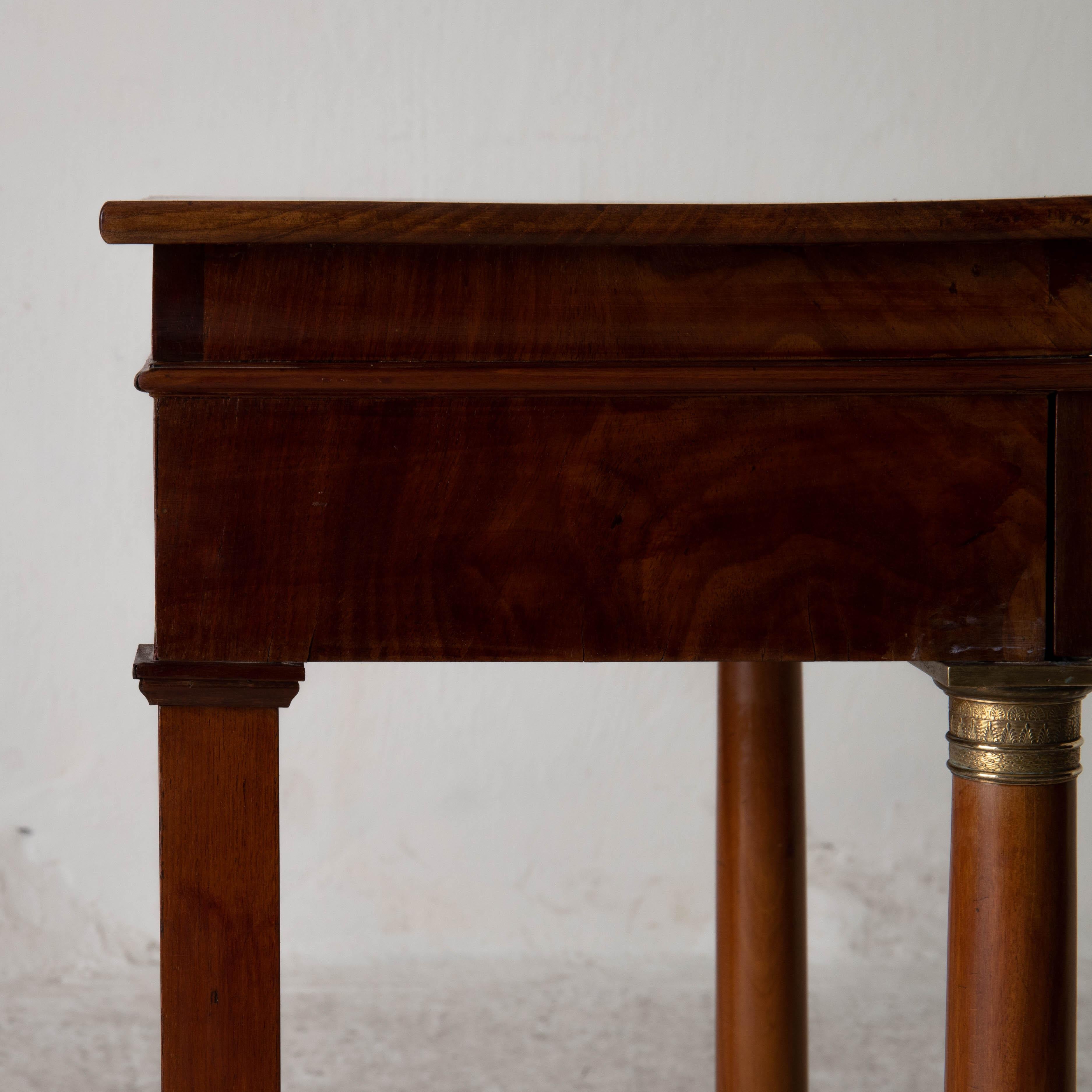 Table Nightstand Swedish 19th Century Mahogany Brass, Sweden For Sale 10