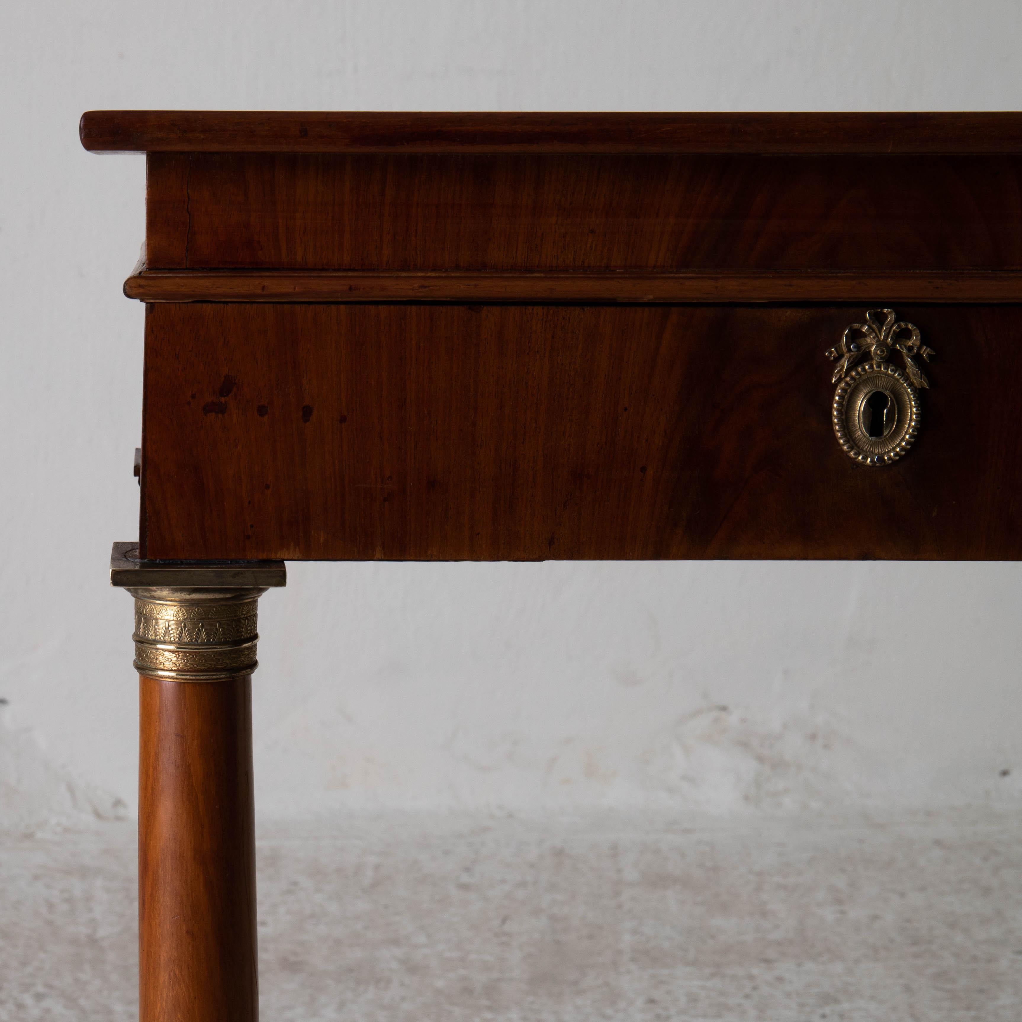 Table Nightstand Swedish 19th Century Mahogany Brass, Sweden In Good Condition For Sale In New York, NY