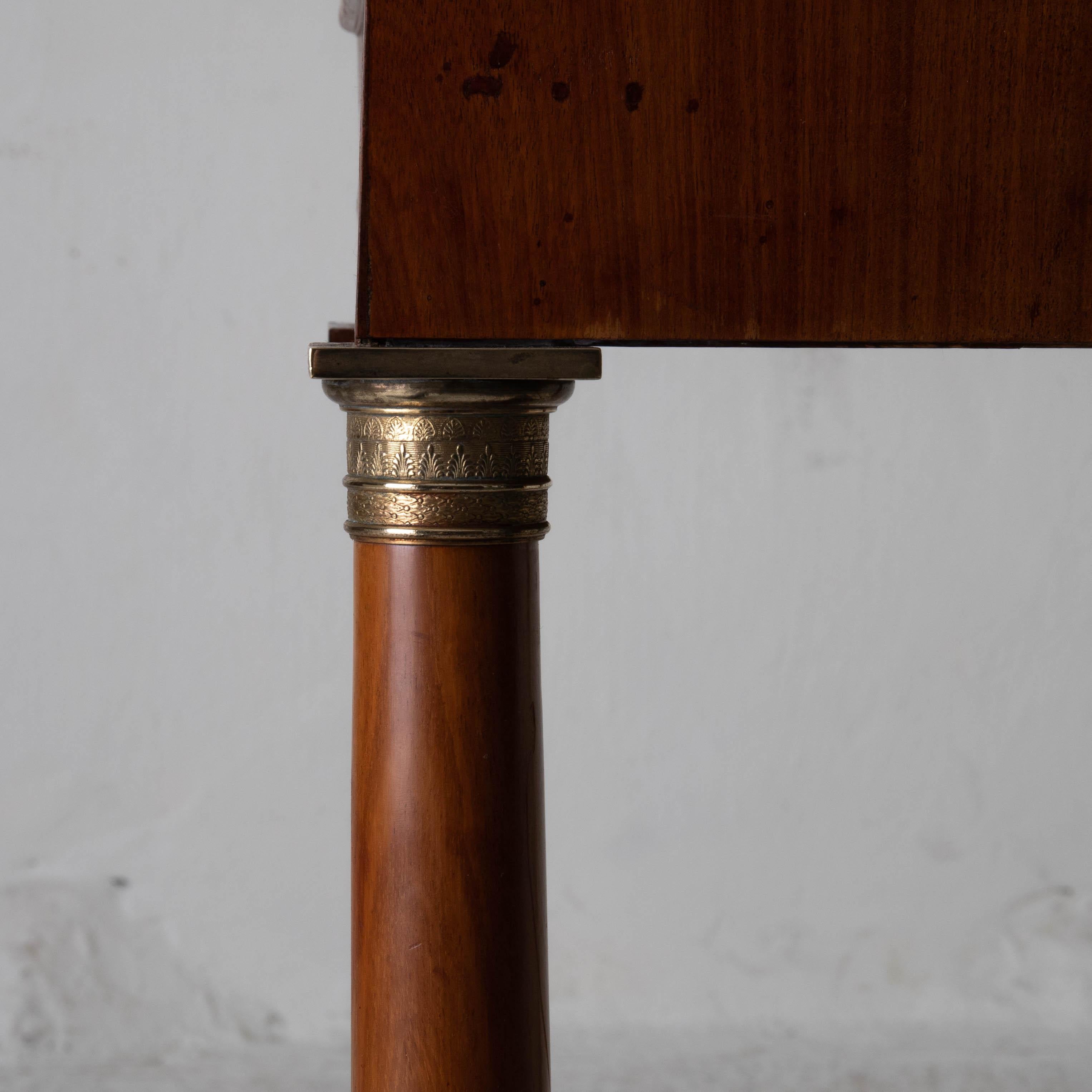 Table Nightstand Swedish 19th Century Mahogany Brass, Sweden For Sale 1