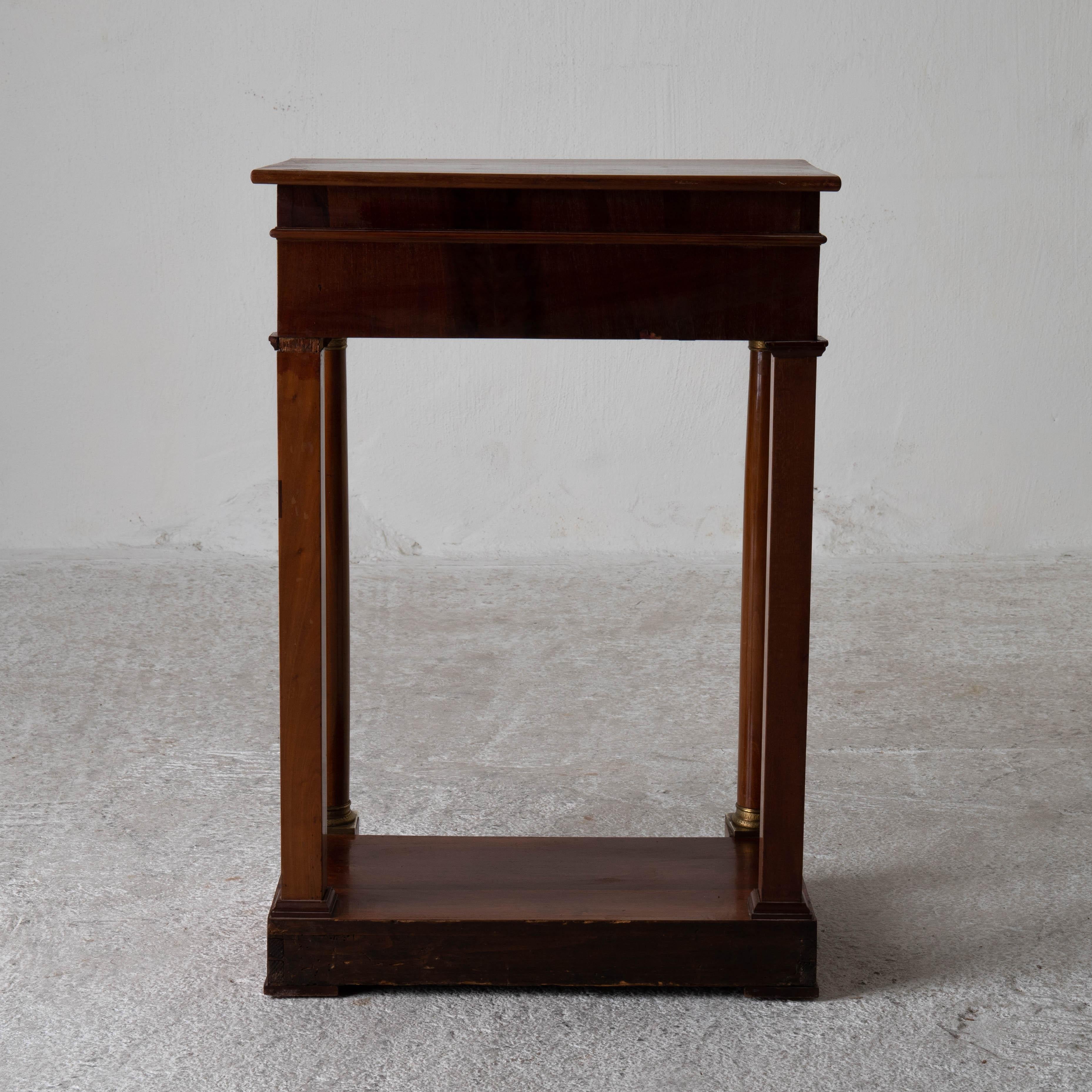 Table Nightstand Swedish 19th Century Mahogany Brass, Sweden For Sale 4