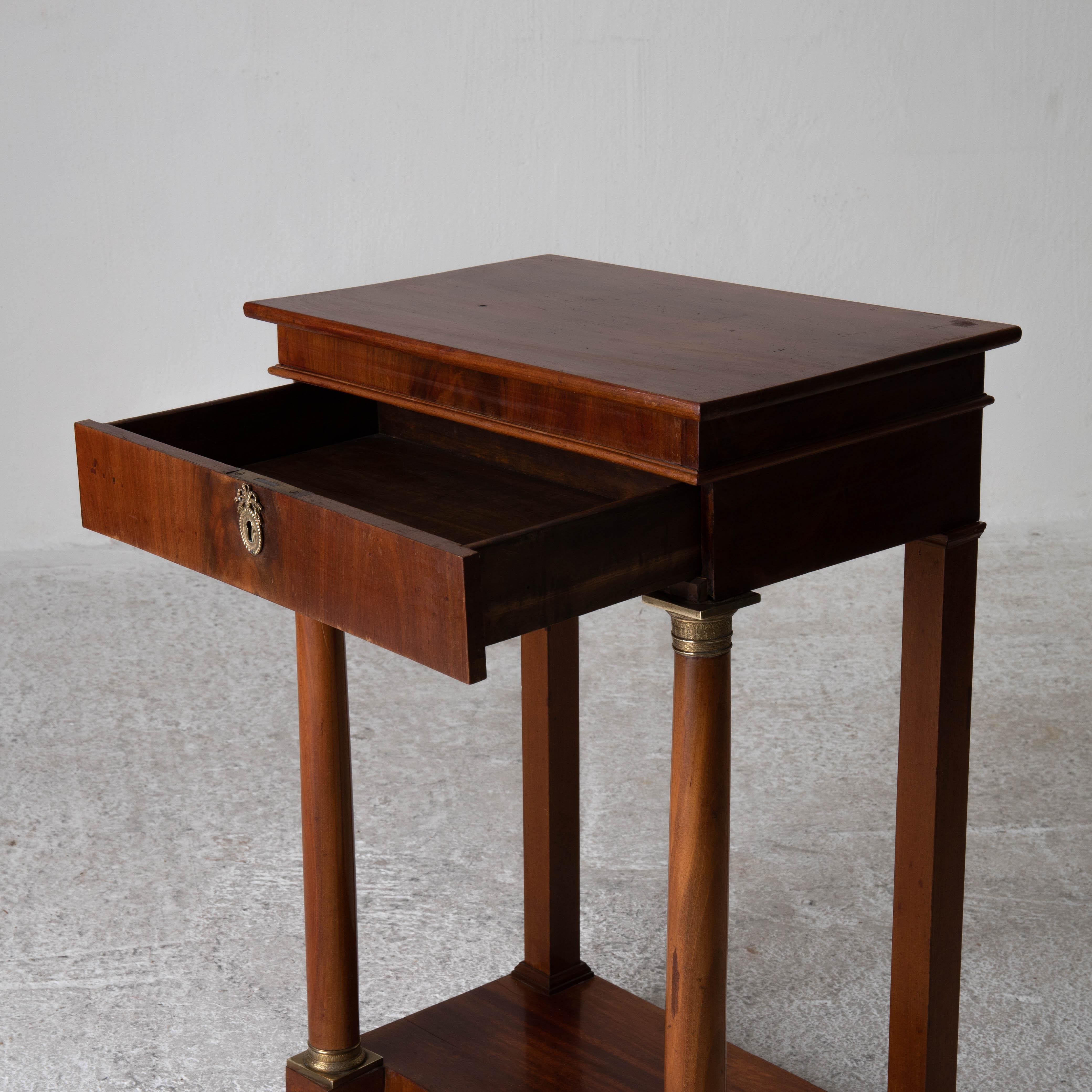 Table Nightstand Swedish 19th Century Mahogany Brass, Sweden For Sale 5