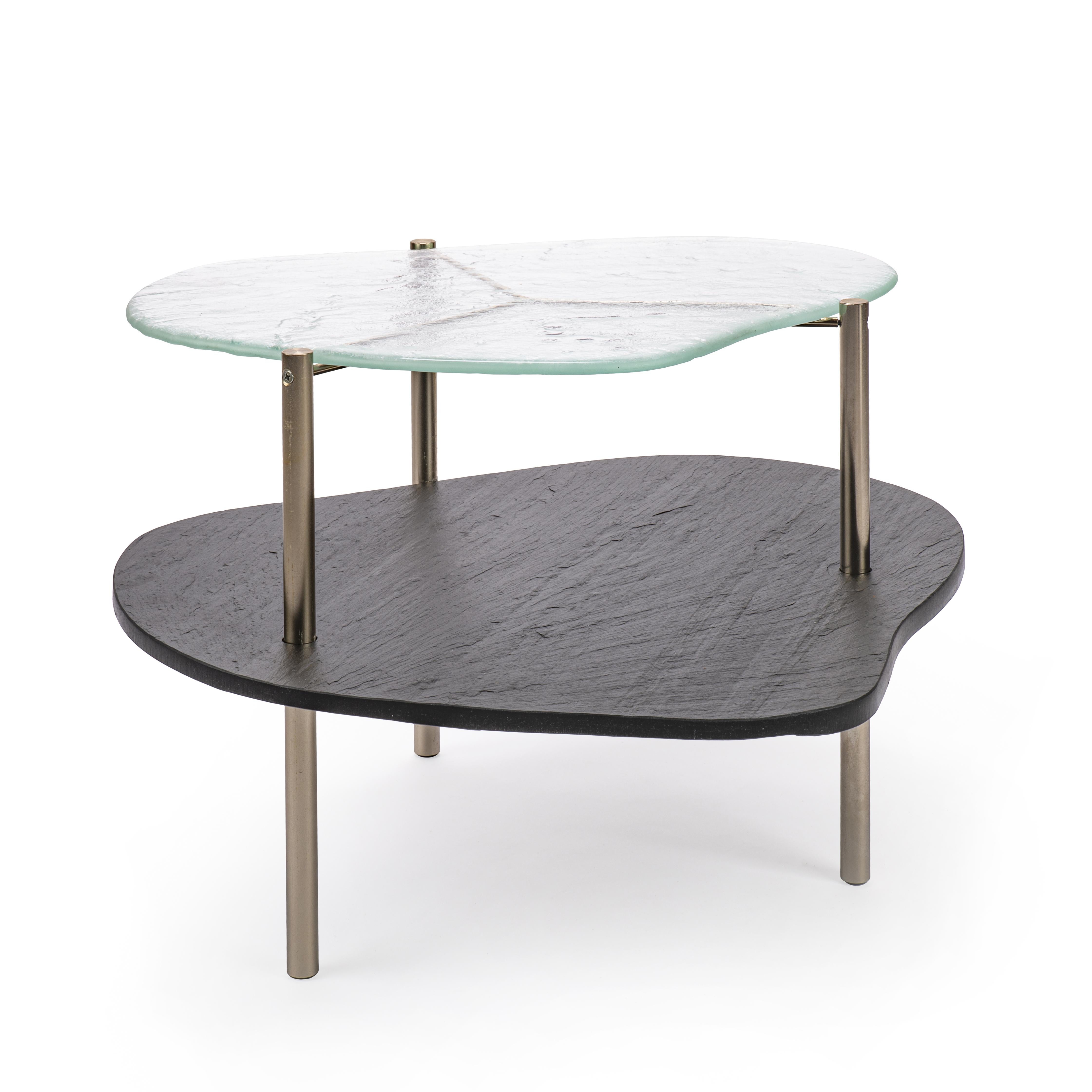 Table No.3 by Anežka Závadová
Materials: Polished slate stone and steel skeleton in satin brass finish
Dimensions: 49.4 x 48.2 x 34.9 cm

Anezka Zavadova has been with Preciosa Lighting since 2016. As a senior designer in the company’s Middle