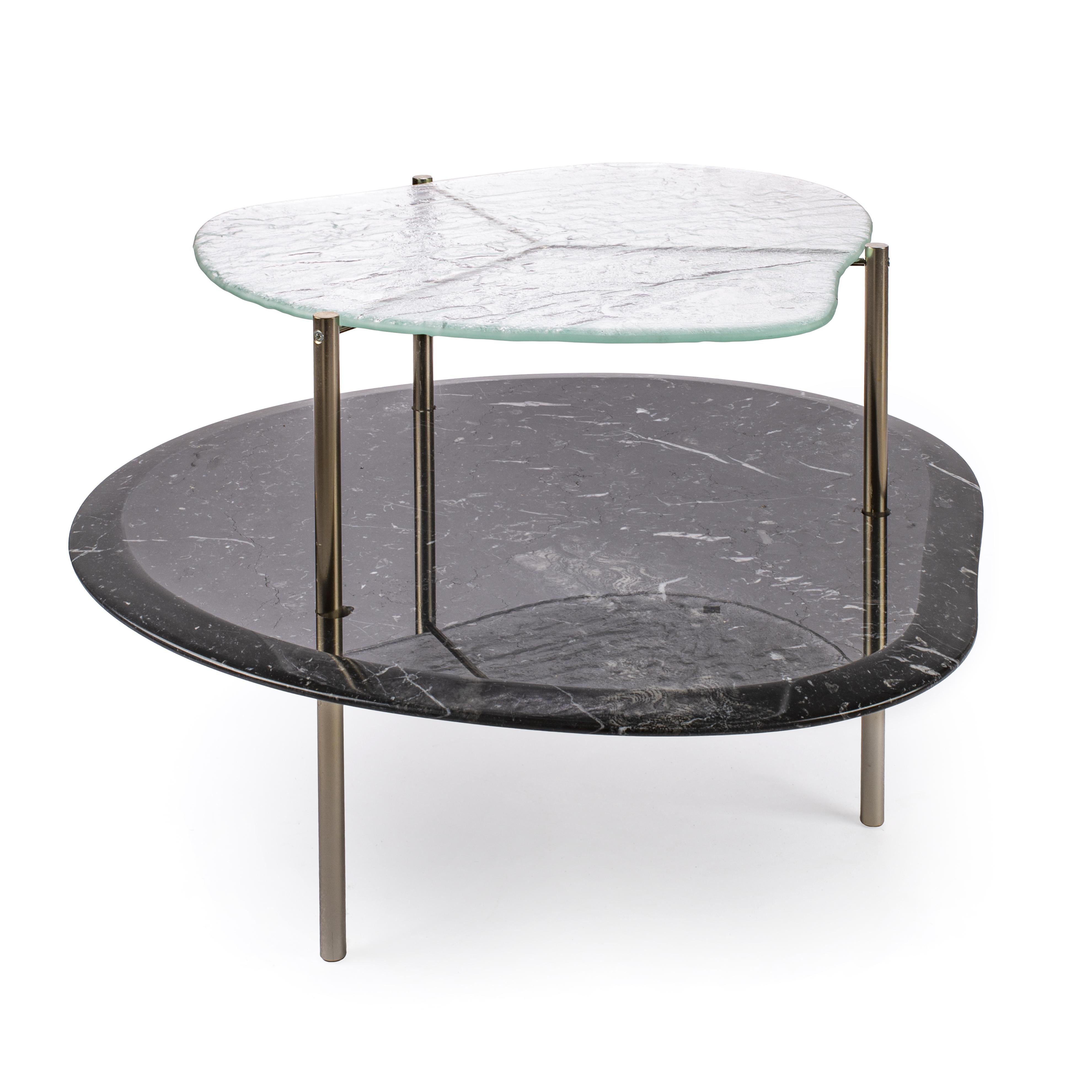 Table no.5 by Anežka Závadová
Materials: Textured fused glass, nori marble and steel skeleton in satin brass finish
Dimensions: 65.5 mm x 64.5 mm x 45 mm

Anezka Zavadova has been with Preciosa Lighting since 2016. As a senior designer in the