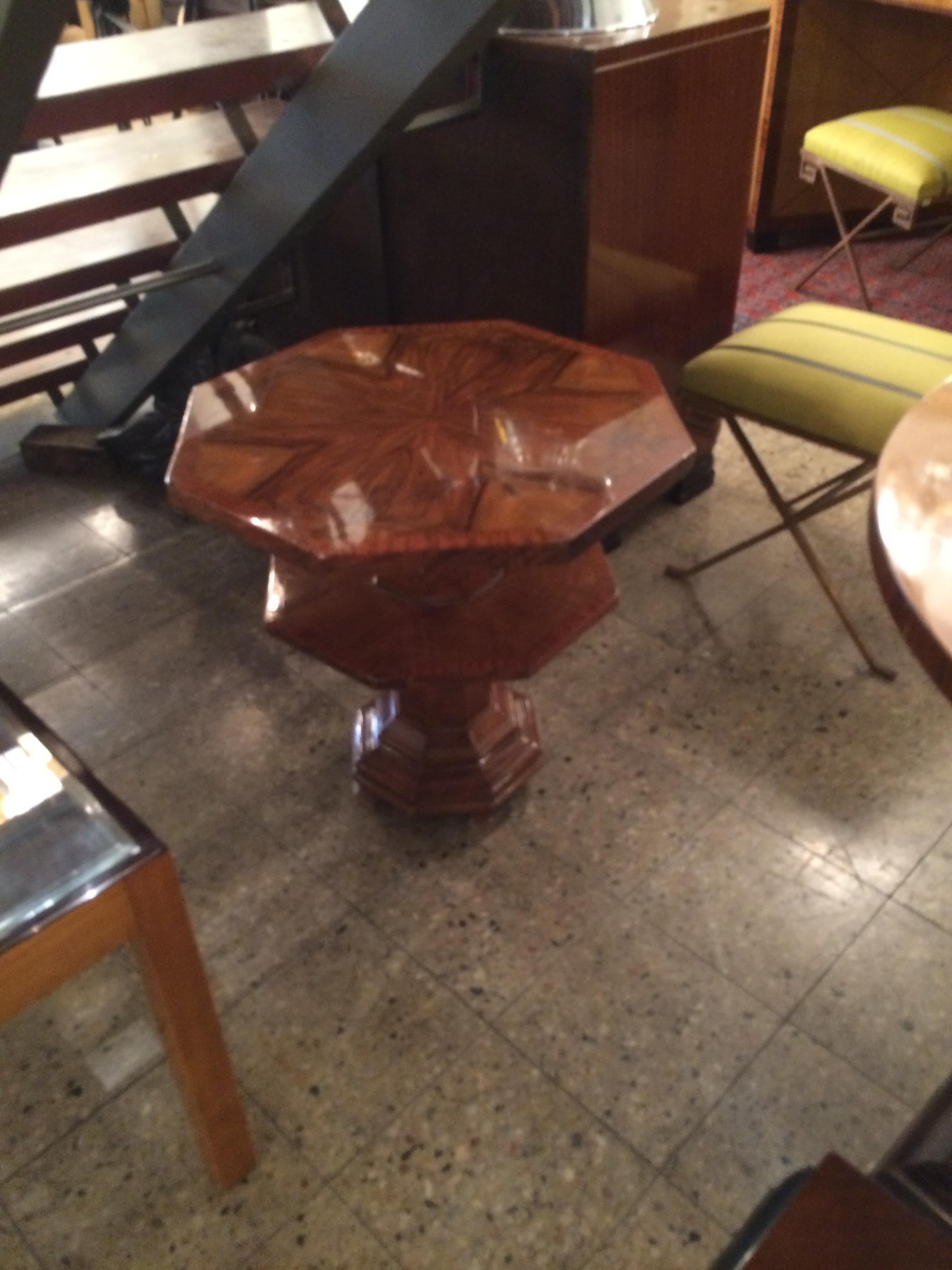 Table Octagonal in Wood, France, 1930, Art Deco For Sale 6