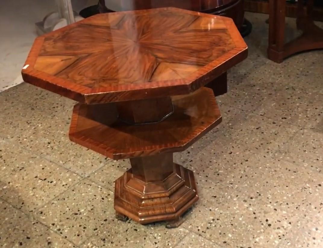 French Table Octagonal in Wood, France, 1930, Art Deco For Sale