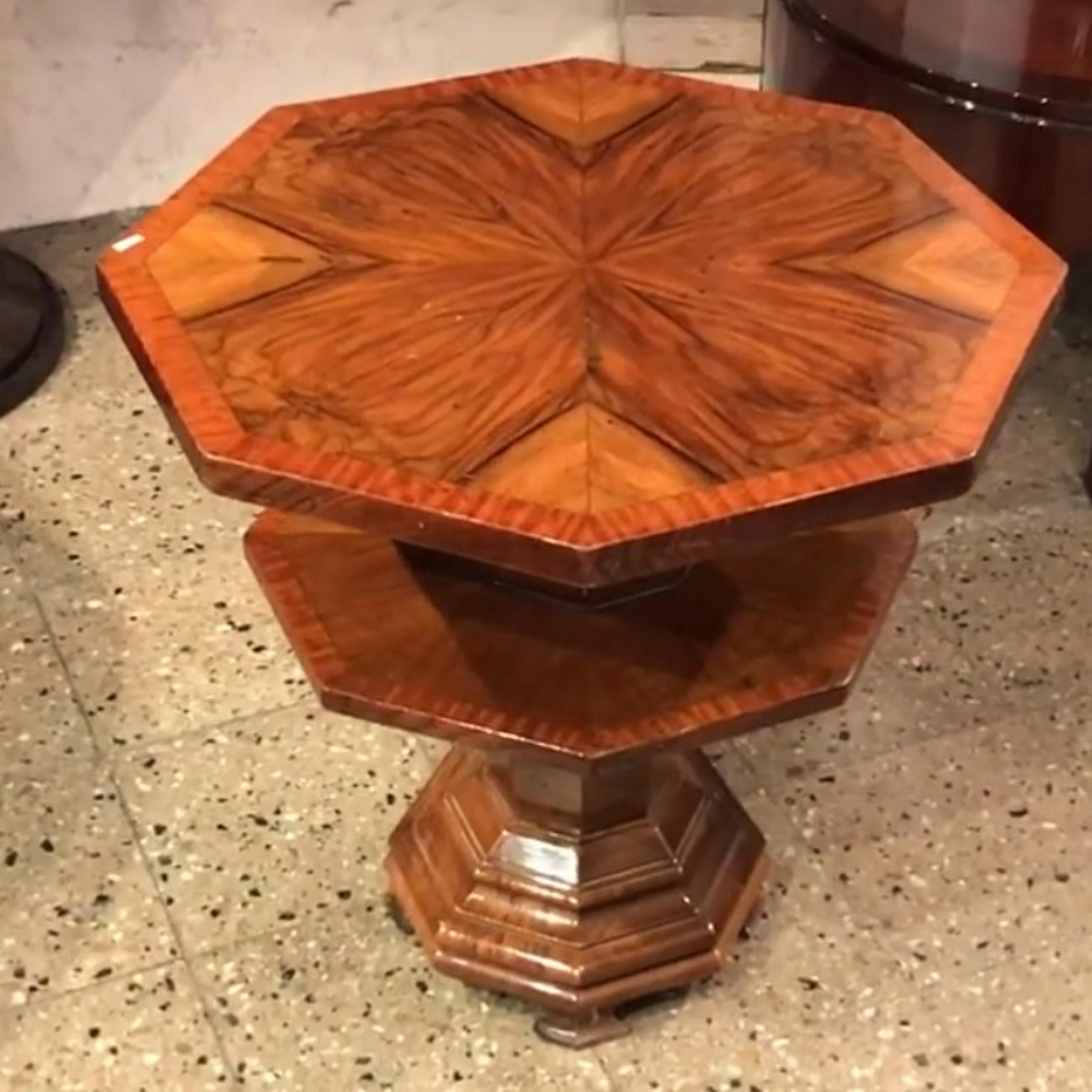 Mid-20th Century Table Octagonal in Wood, France, 1930, Art Deco For Sale