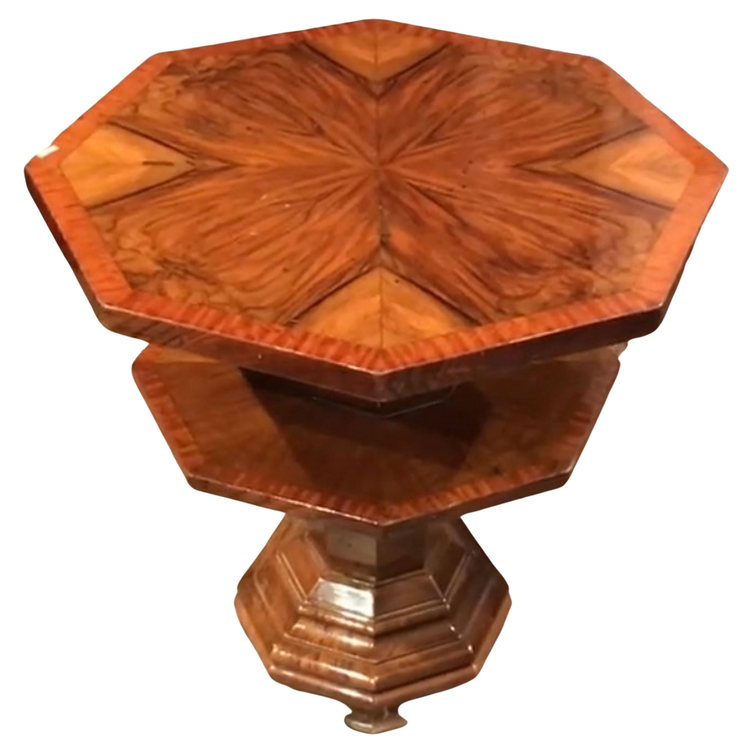 Achteckiger Tisch aus Holz, Frankreich, 1930, Art déco