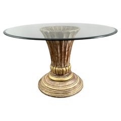 Table On A Central Pedestal In Carved Wood, 20th Century