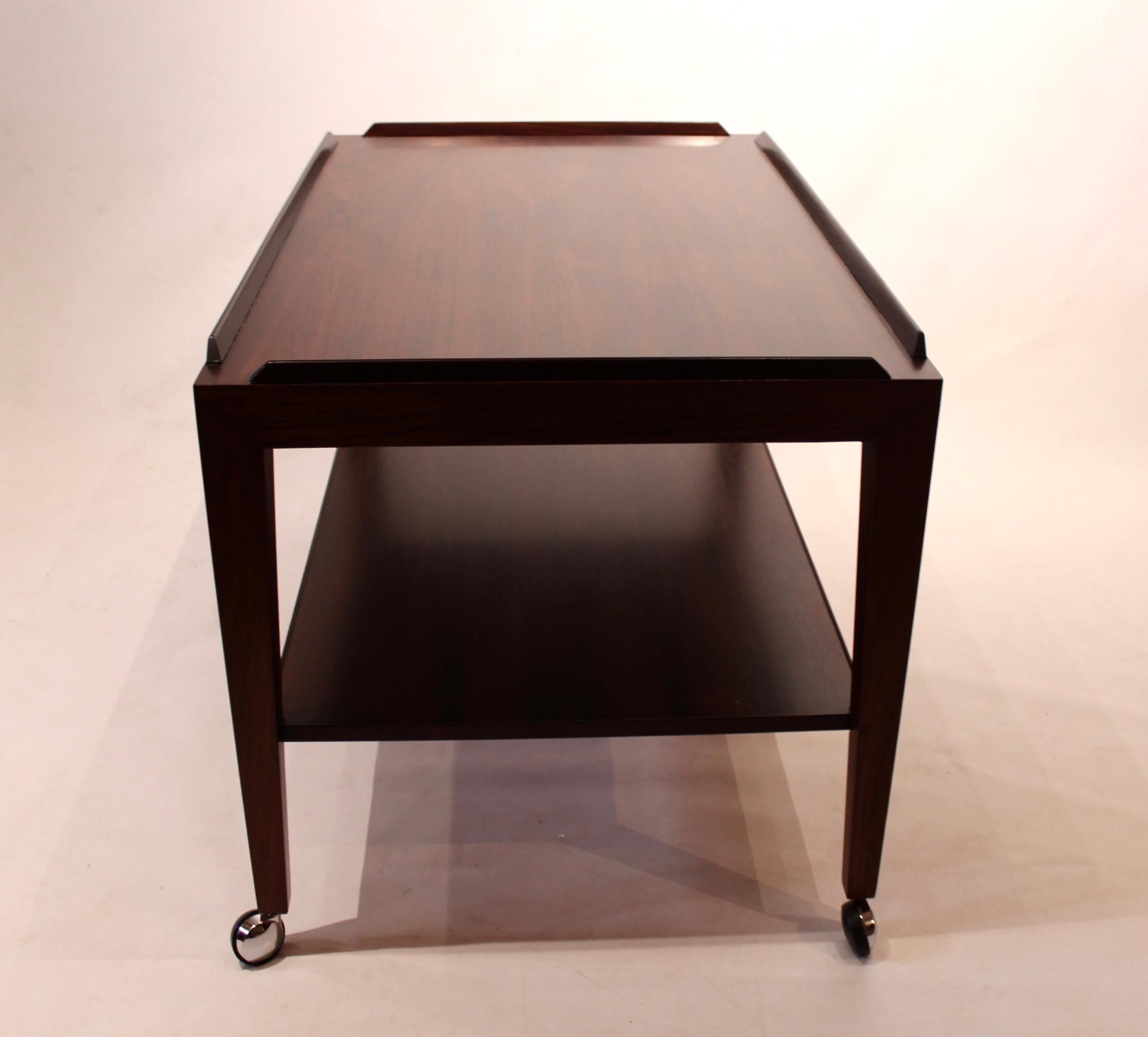 Scandinavian Modern Table on Wheels in Rosewood by Severin Hansen and Haslev Furniture, 1960s
