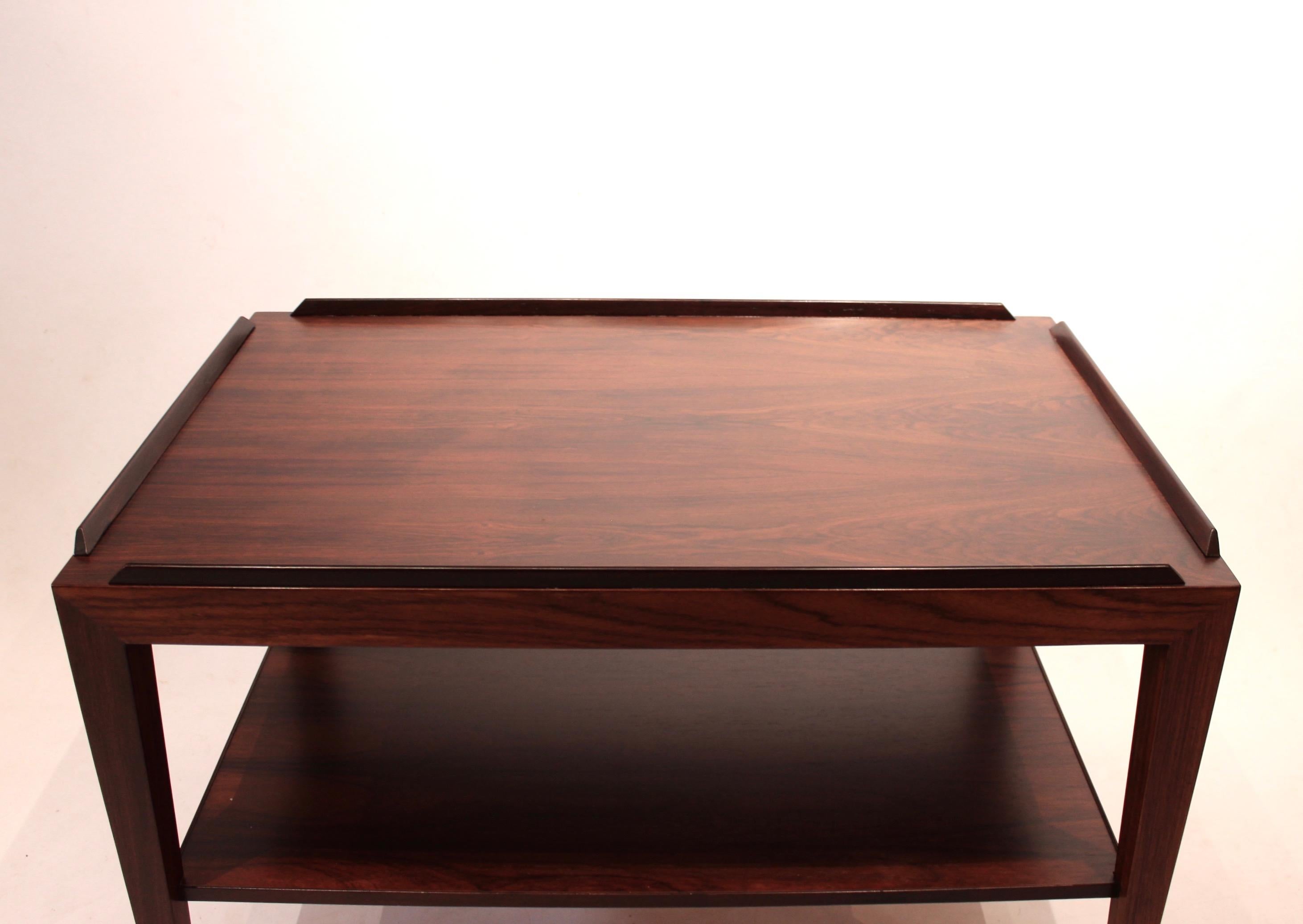 Table on Wheels in Rosewood by Severin Hansen and Haslev Furniture, 1960s In Good Condition In Lejre, DK