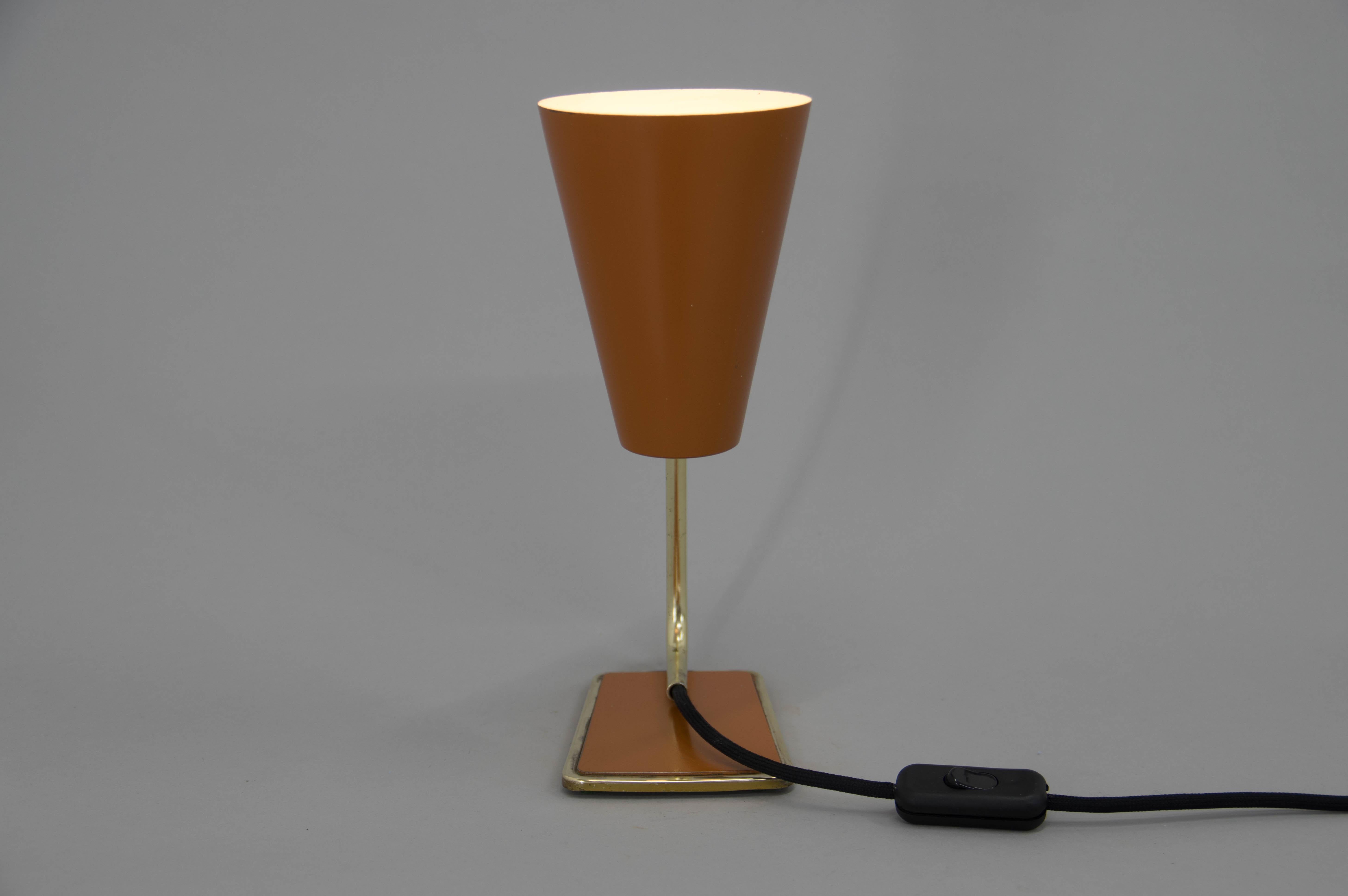 Brass Table or Bedside Lamp, Czechoslovakia, 1960s