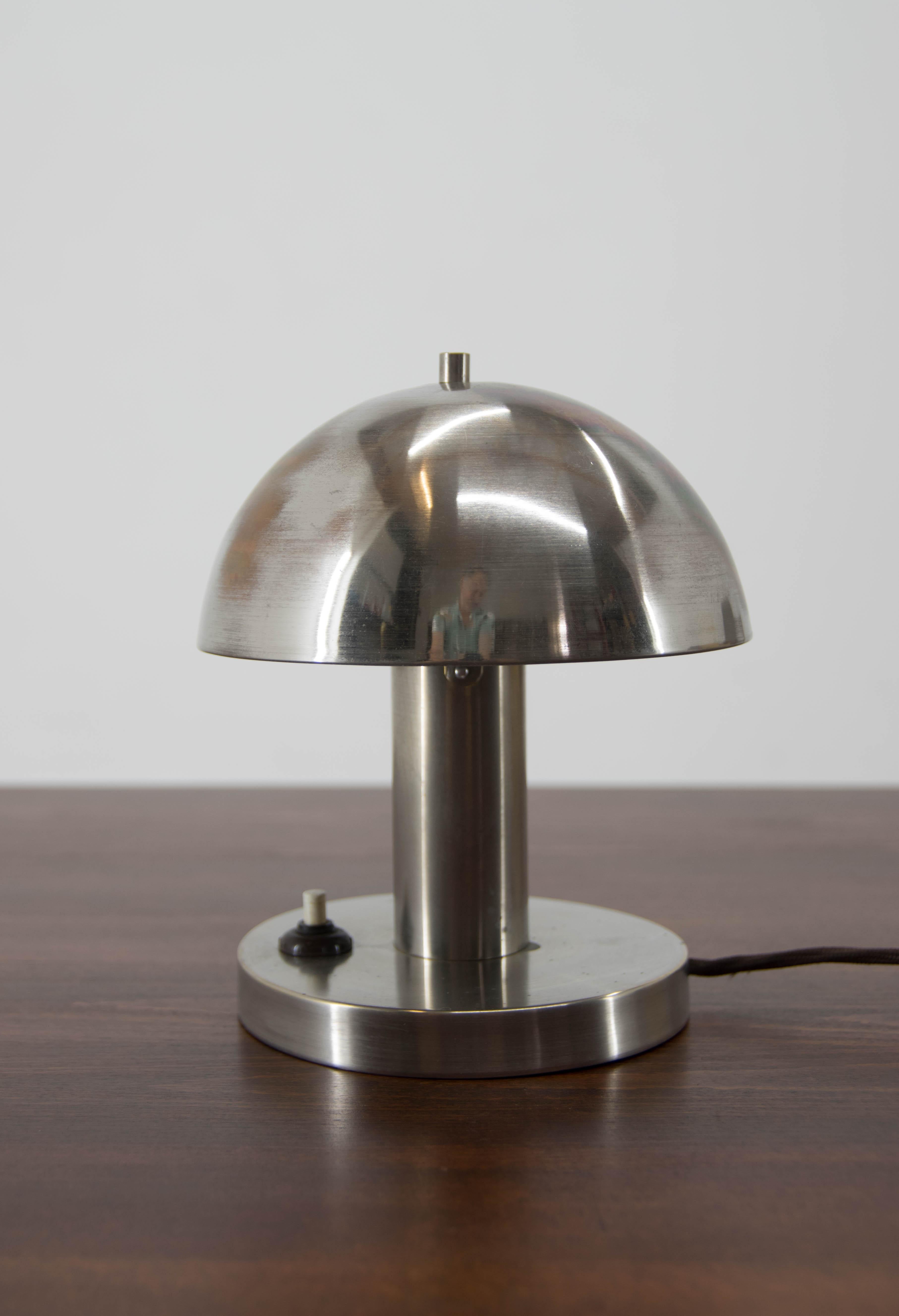 Table or Bedside Nickel-Plated Lamp, 1920s 4