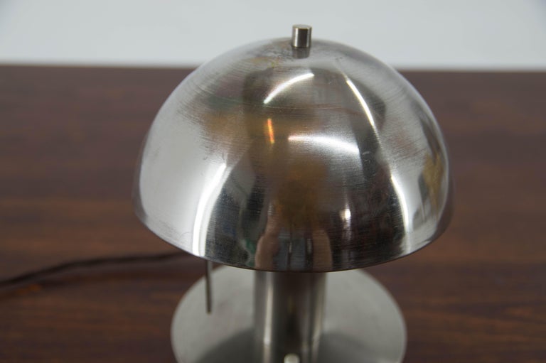Lamp with adjustable shade.
Restored, rewired, polished. 1x40W E25-E27 bulb
Nickel has minor losses on a shade.
US wiring compatible including US adapter.