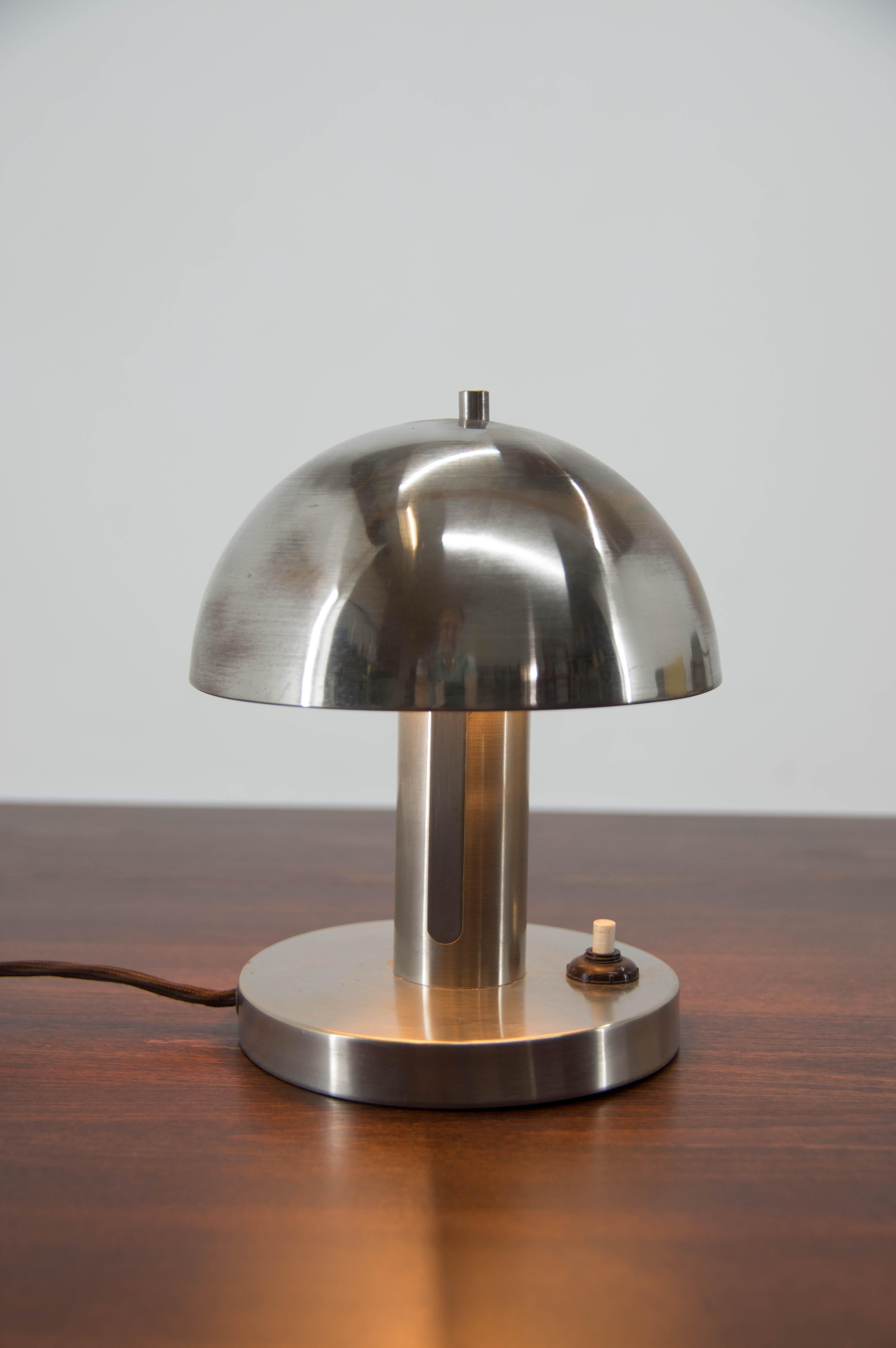 Table or Bedside Nickel-Plated Lamp, 1920s 3