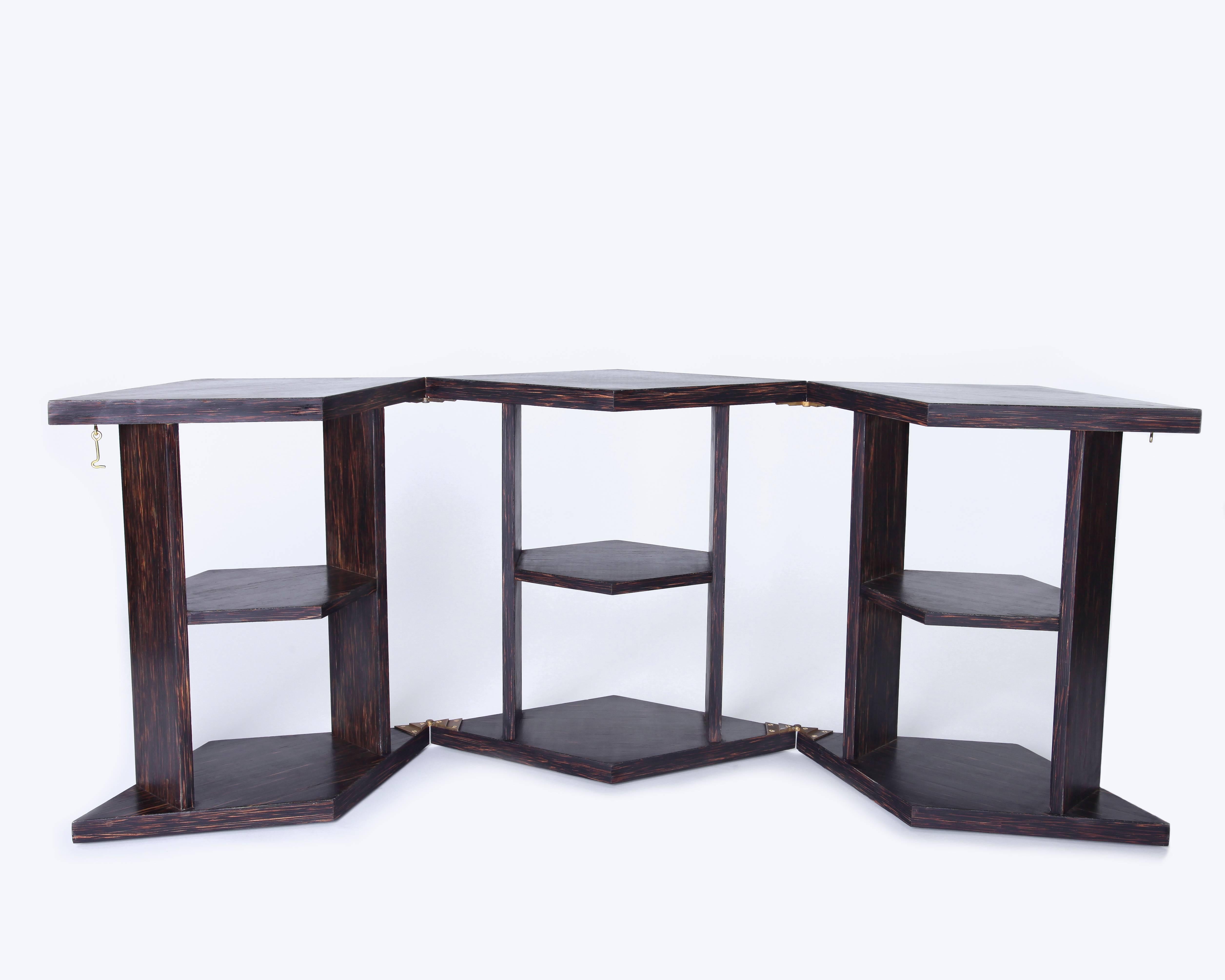 Veneer Table or Bookcase by Eugene Printz in Palmwood For Sale