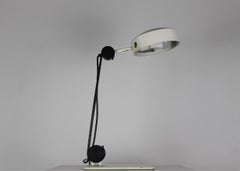 Desk Lamp Model 665 in White Lacquered Metal by Martinelli Luce 1970s