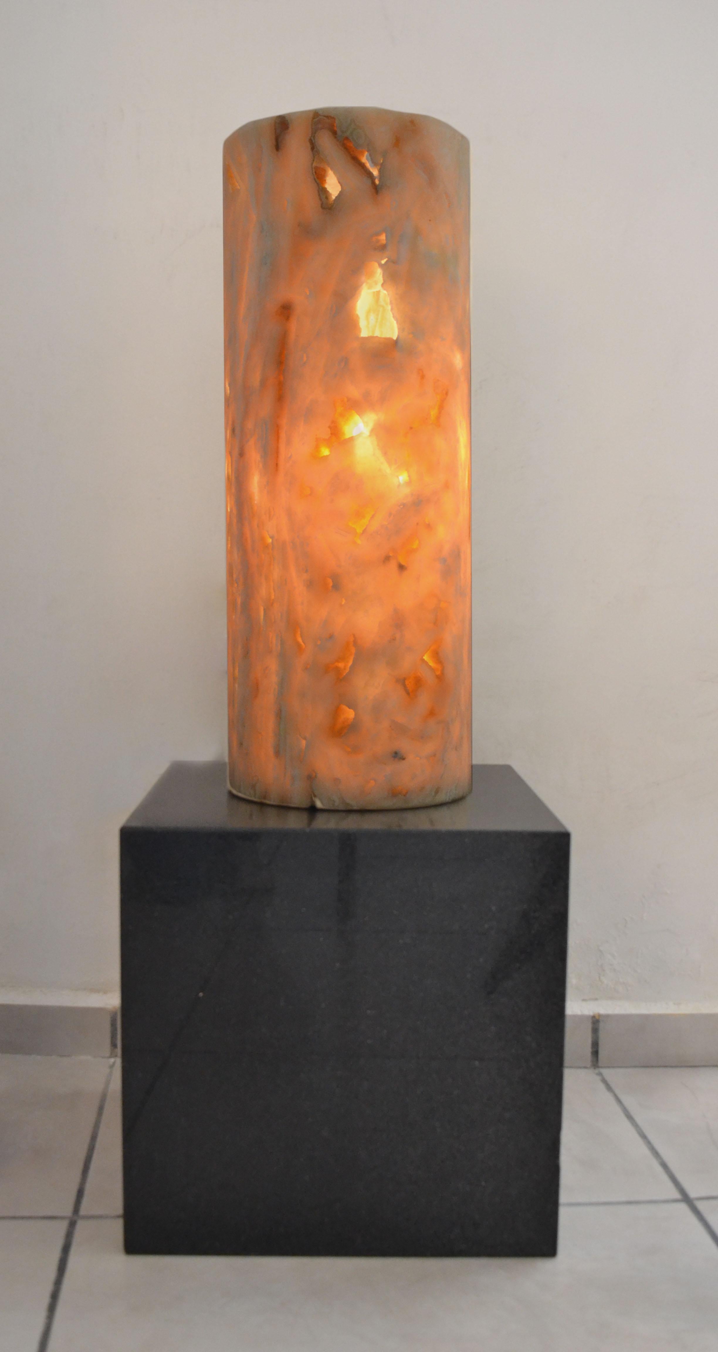 Spanish One-off Solid Honey Onyx Lamp by Element&Co For Sale