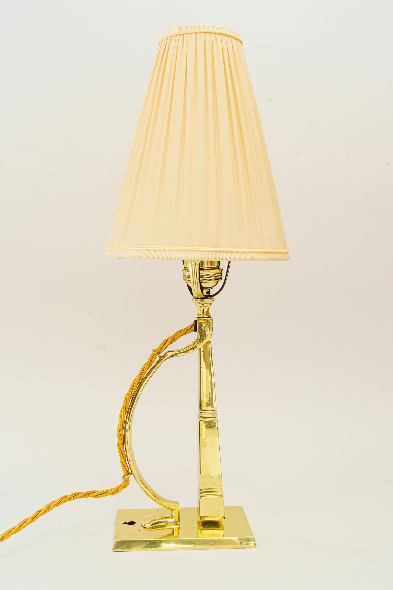 Austrian Table or Wall lamp with fabric shade vienna around 1920s For Sale