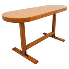 Table ovale / console vintage en pin des années 60 70