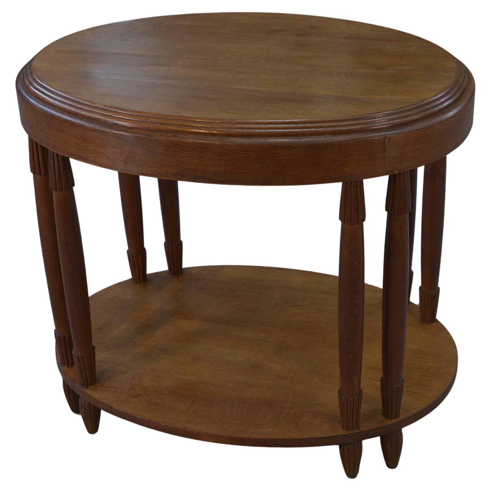 Table ovale en chêne massif art déco 1930